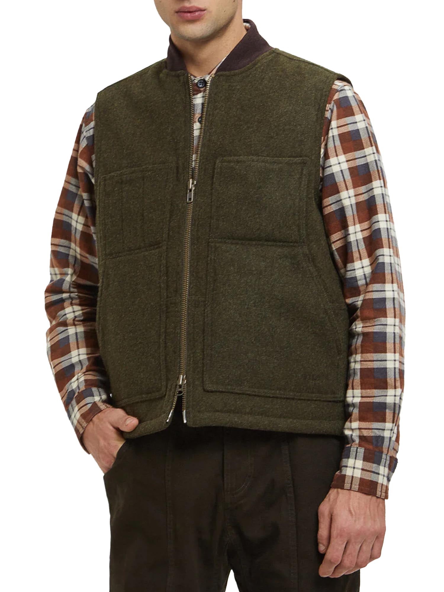 Filson Lined Mackinaw Wool Work Vest Verde