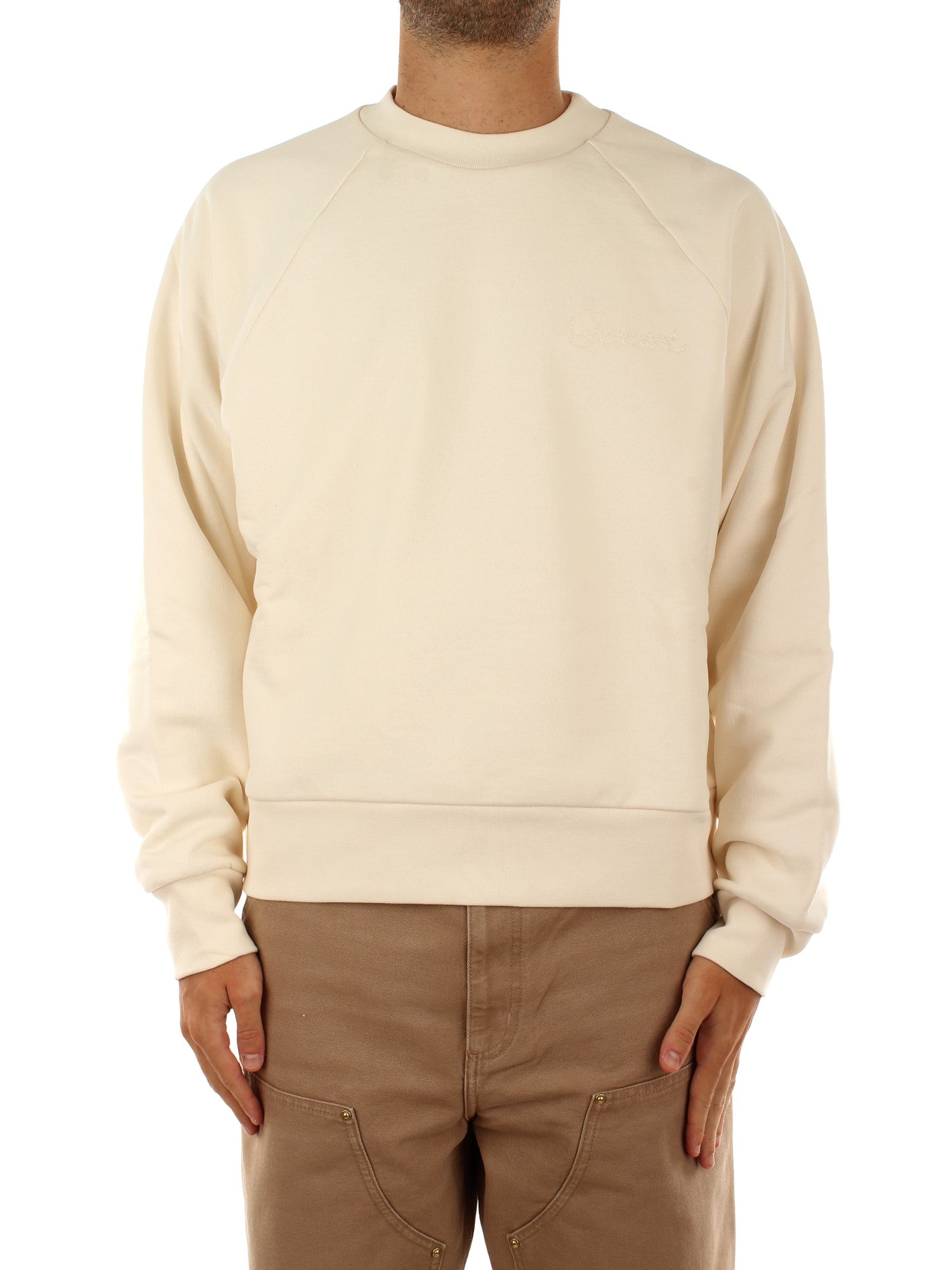 Garment Workshop Double Layer Crewneck With Double Embroidery Beige