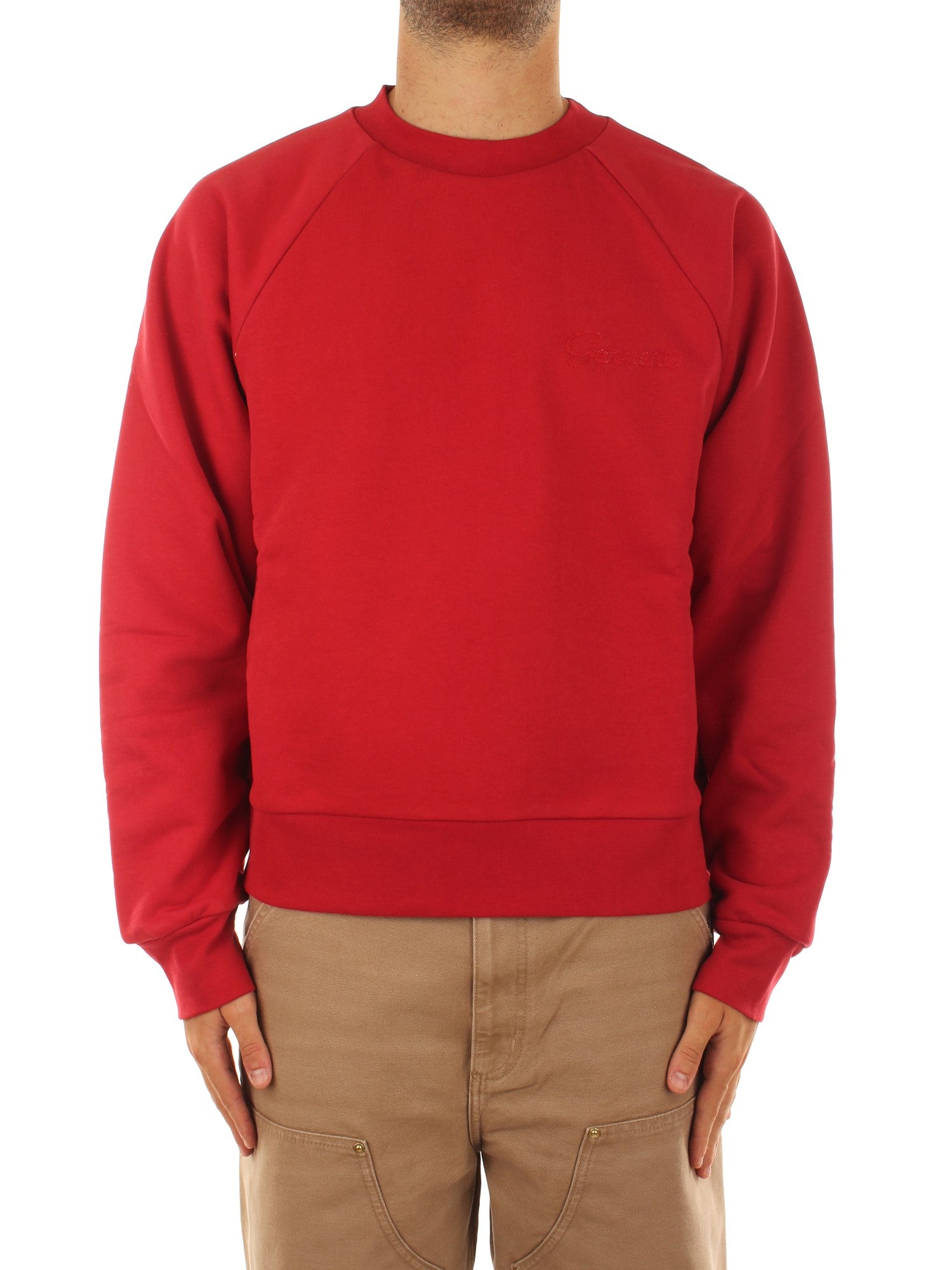 Garment Workshop Double Layer Crewneck With Double Embroidery Rosso