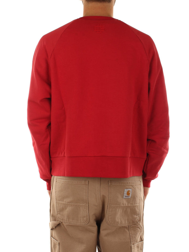 Garment Workshop Double Layer Crewneck With Double Embroidery Rosso