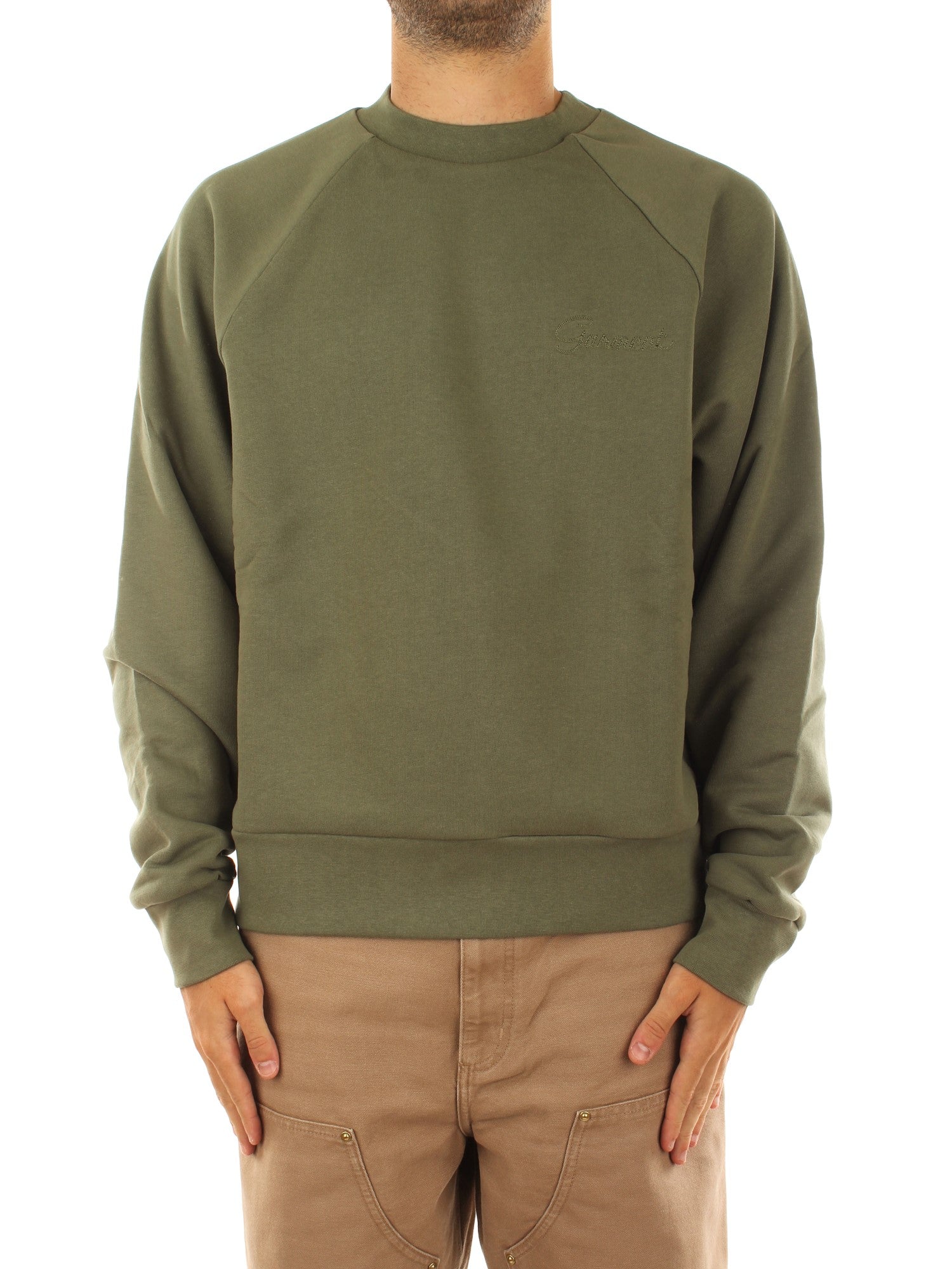 Garment Workshop Double Layer Crewneck With Double Embroidery Verde