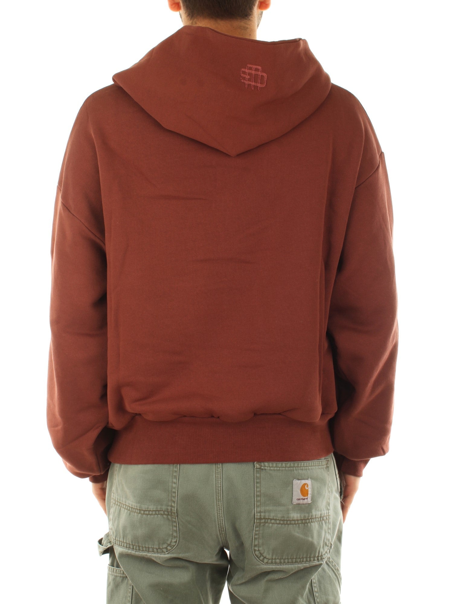 Garment Workshop Double Layer Hoodie With Double Embroidery Marrone