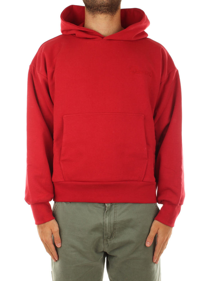 Garment Workshop Double Layer Hoodie With Double Embroidery Rosso