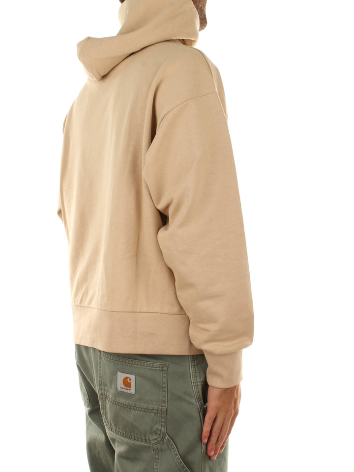 Garment Workshop Single Layer Hoodie With Lettering Embroidery Beige