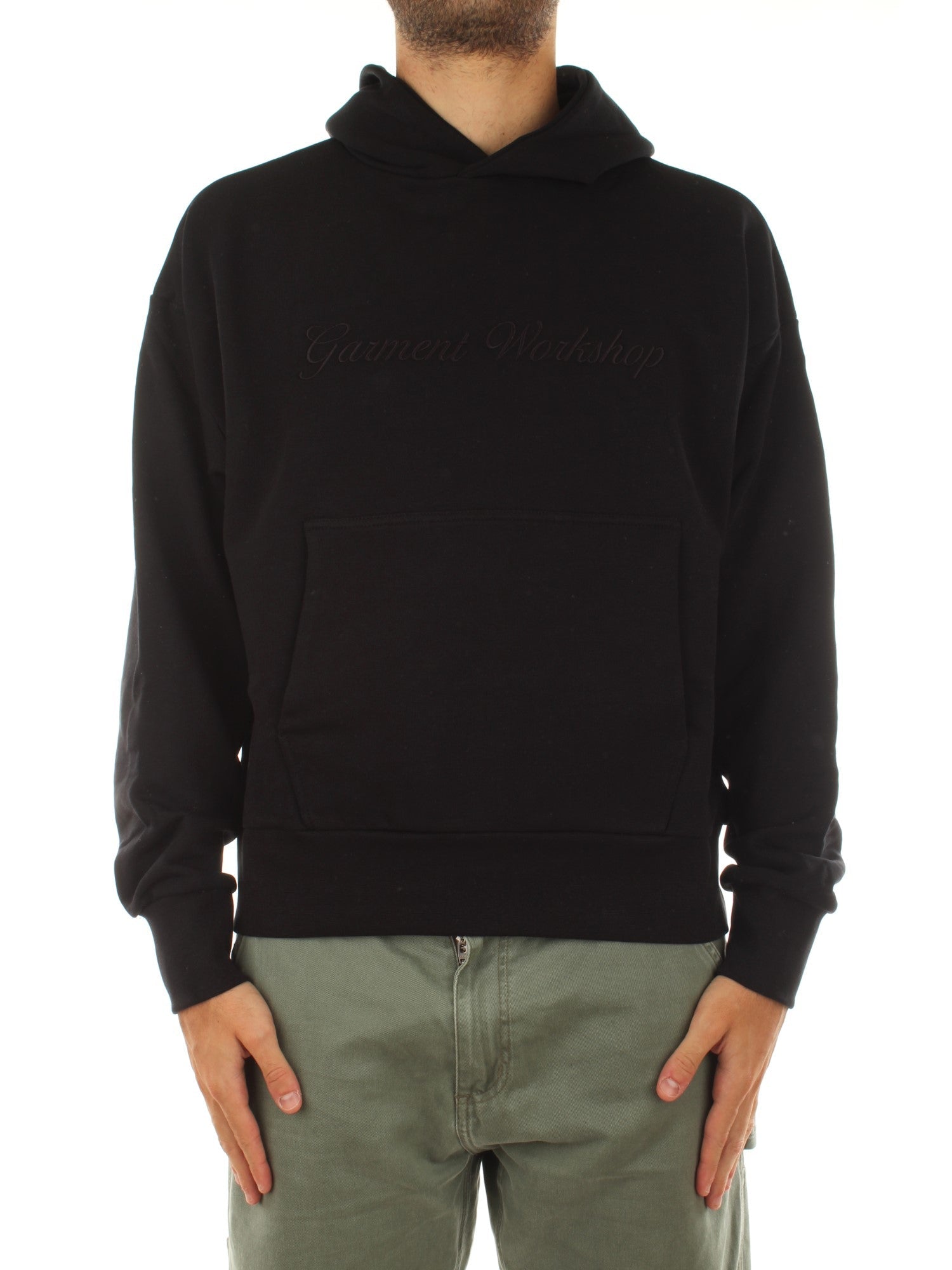 Garment Workshop Single Layer Hoodie With Lettering Embroidery Marrone