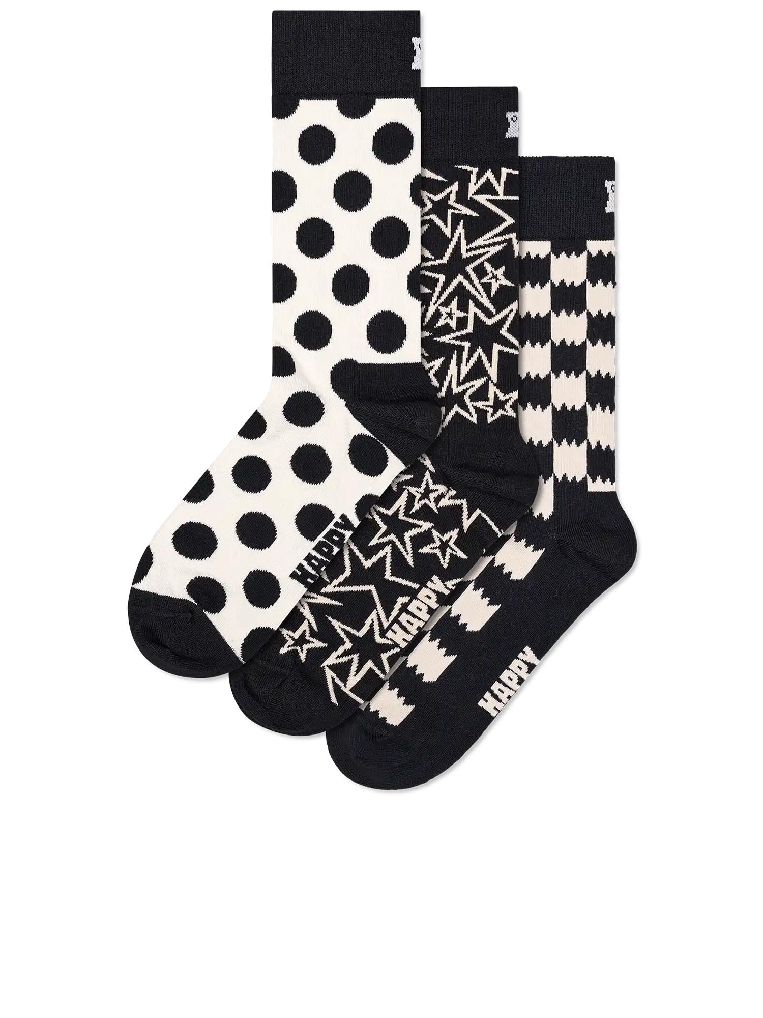 Happy Socks Confezione regalo da 3 paia di calzini Black and White Nero