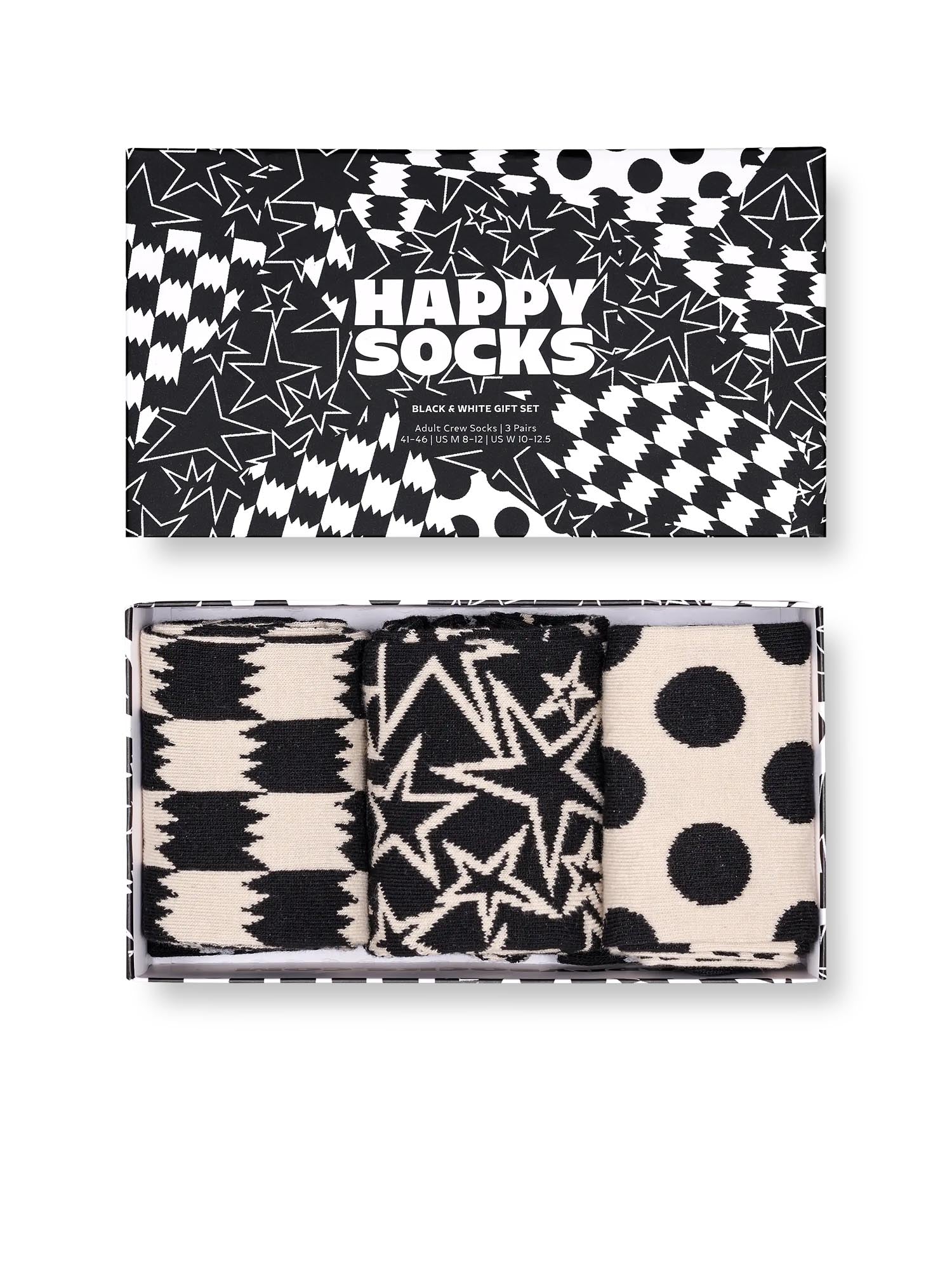 Happy Socks Confezione regalo da 3 paia di calzini Black and White Nero