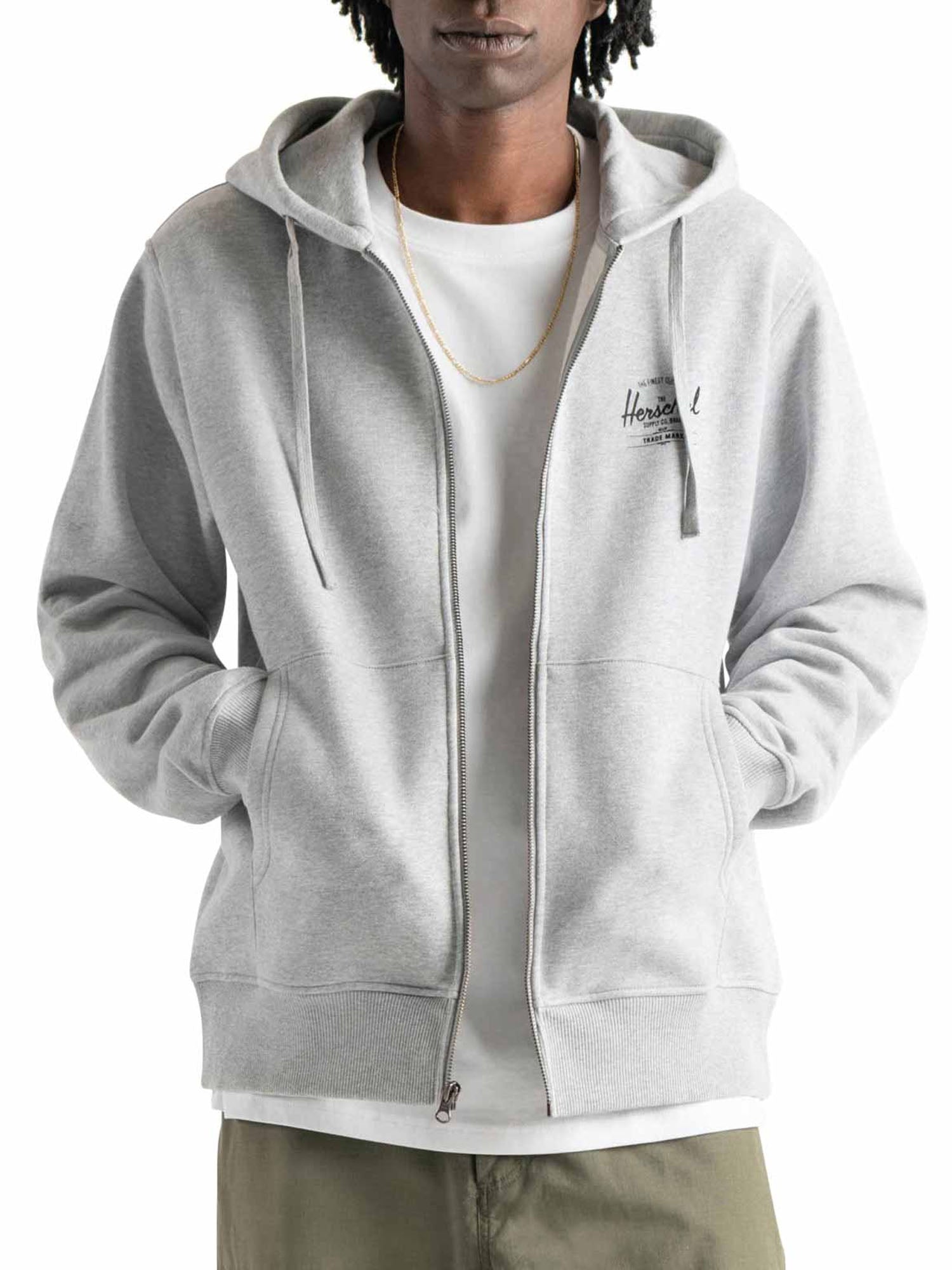 Herschel Basic Zip Hoodie Men Grigio