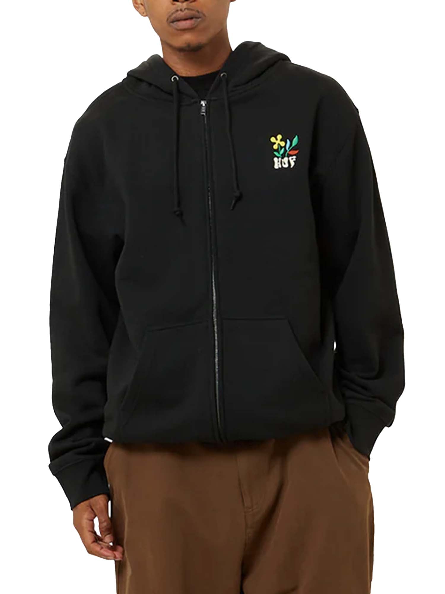 Huf Flower F/Z Hoodie Nero