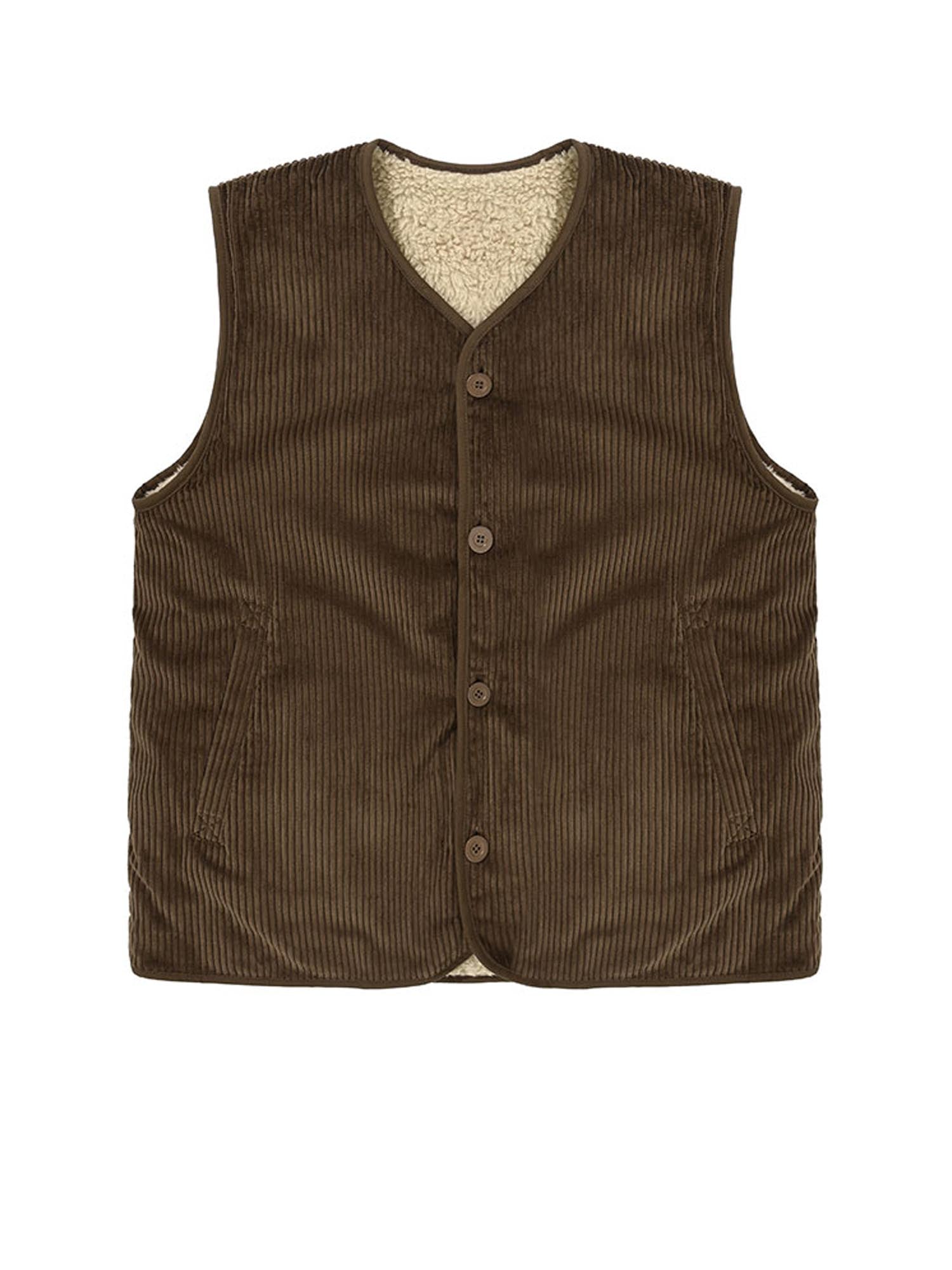 Kappy Design Gilet reversibile in pile di velluto a coste Marrone