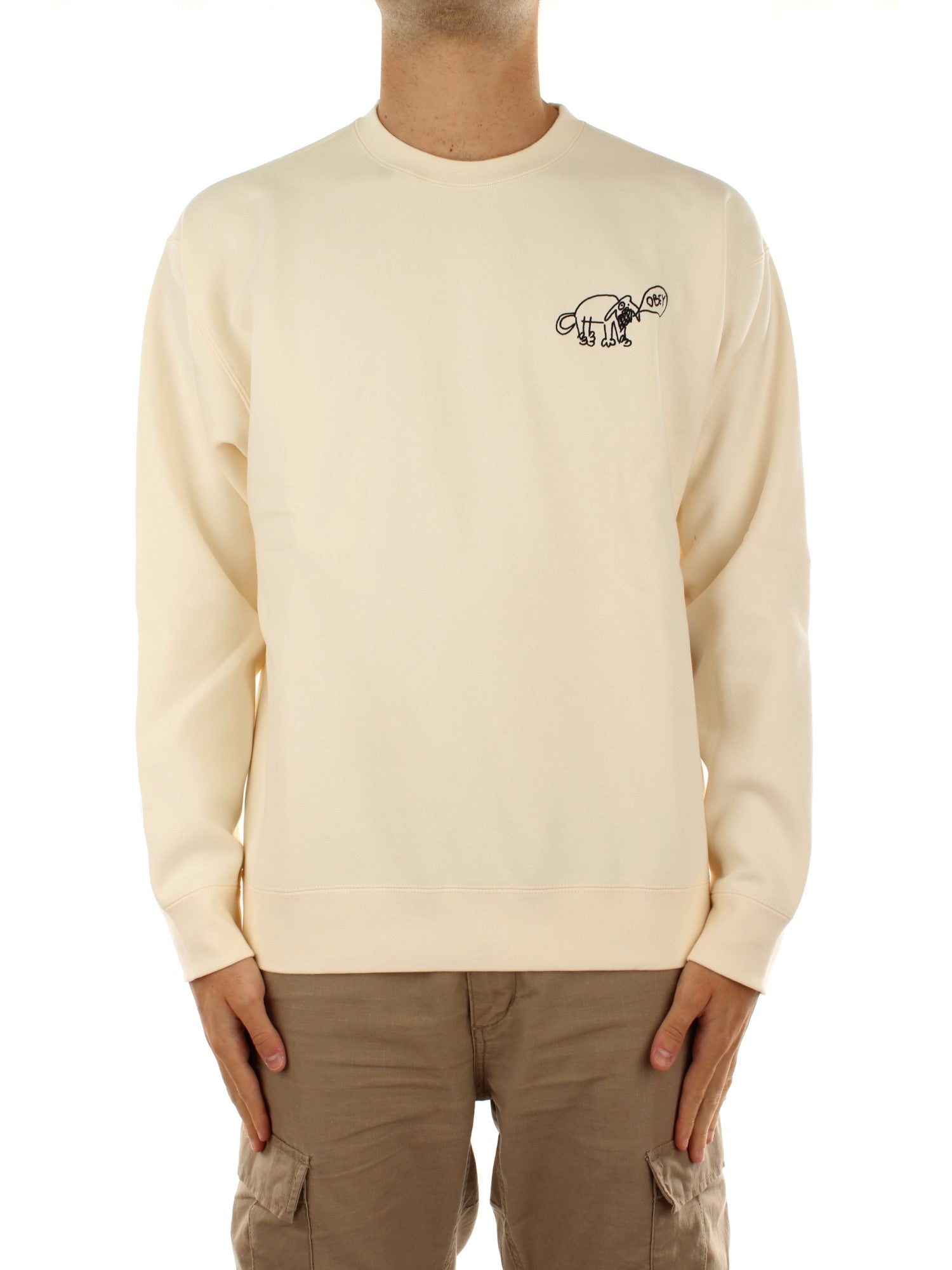 Obey Dog Doodle Crew Fleece Bianco