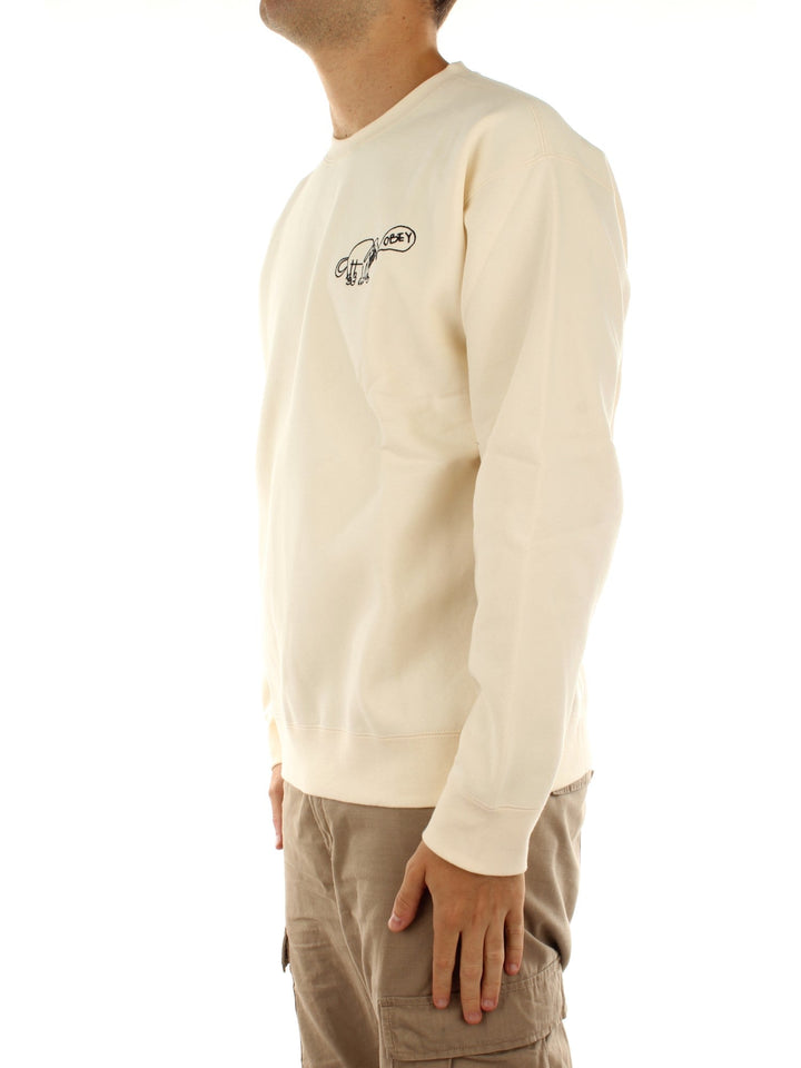 Obey Dog Doodle Crew Fleece Bianco