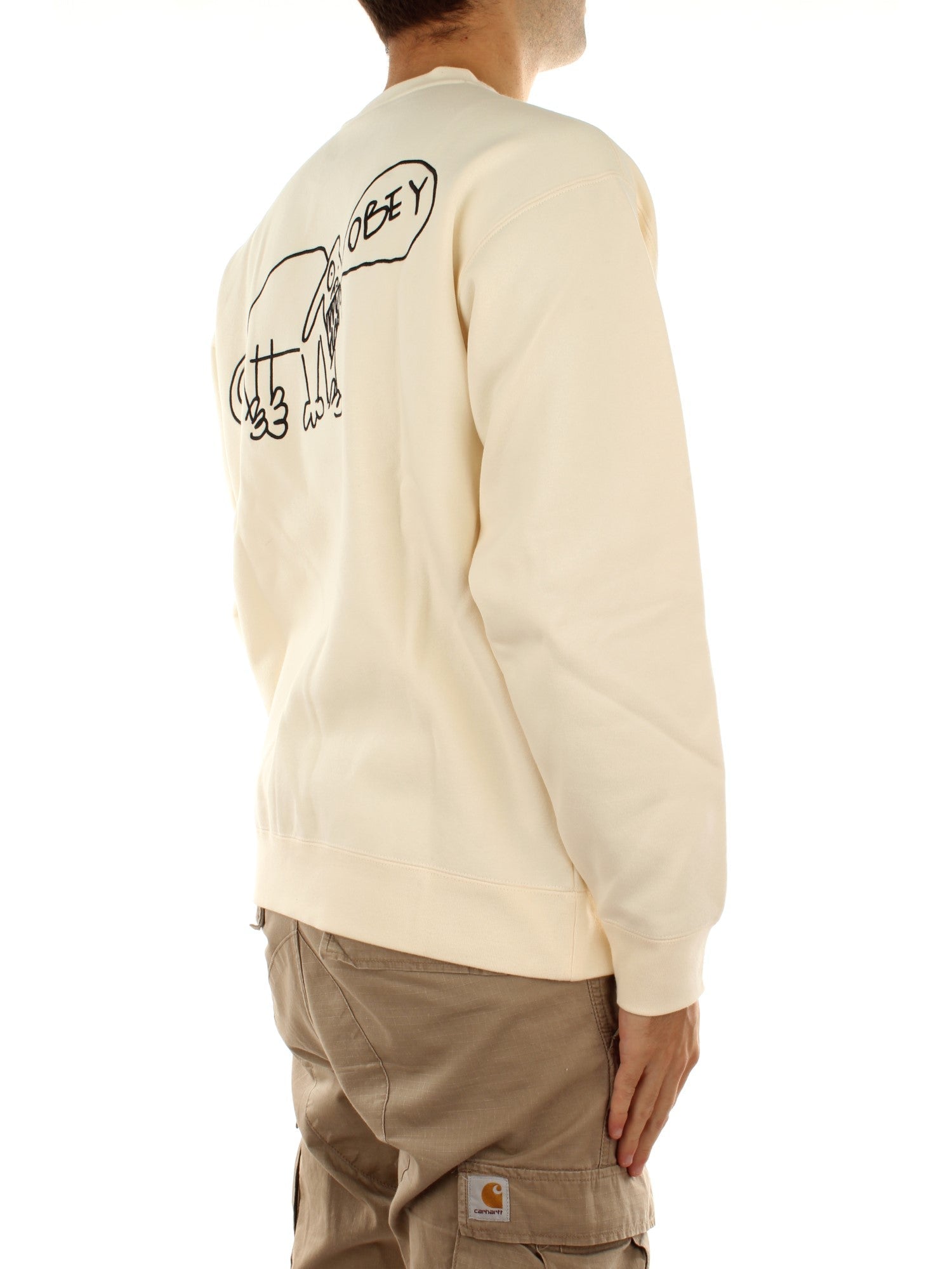 Obey Dog Doodle Crew Fleece Bianco