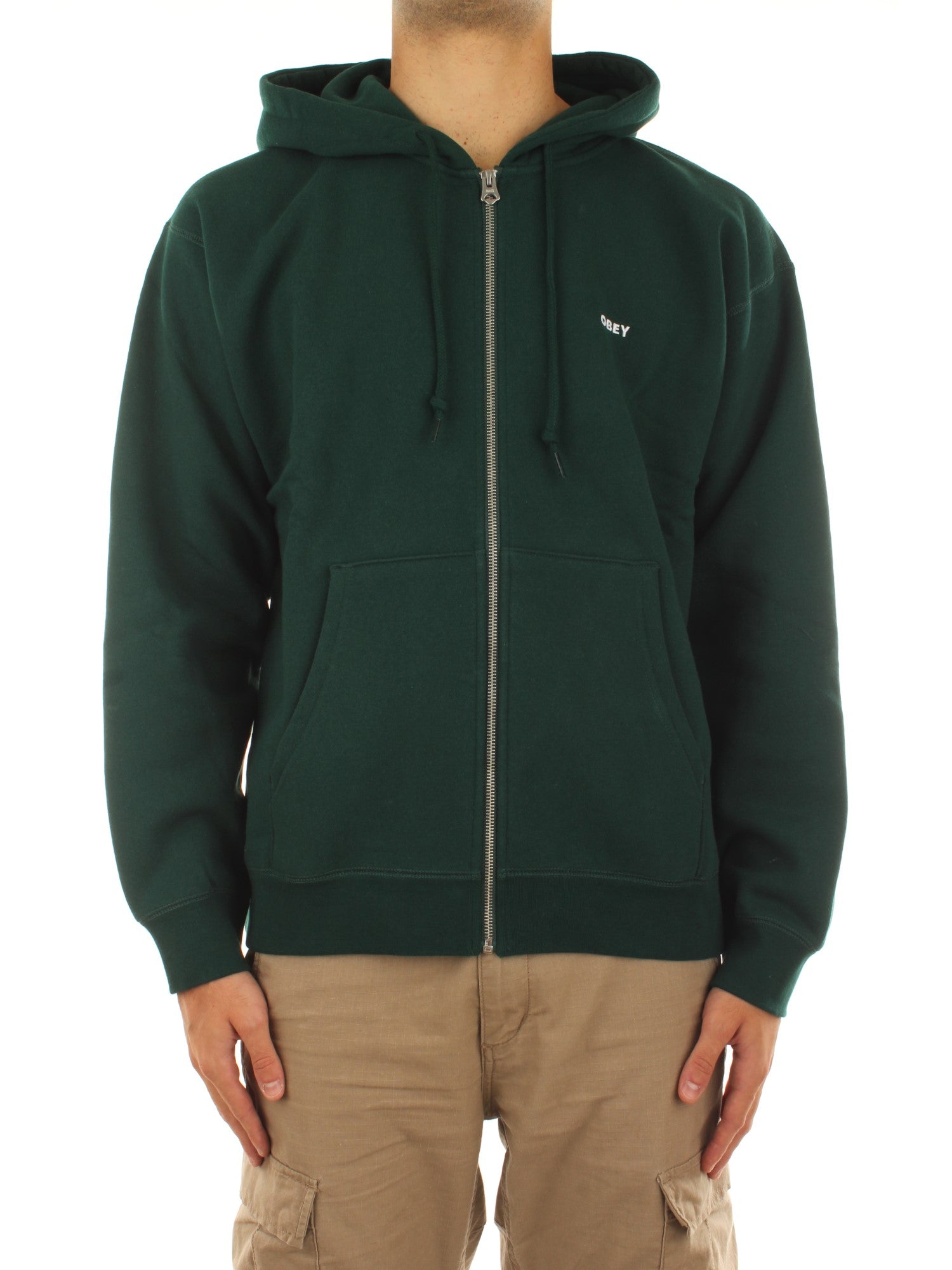 Obey Established Works Bold Zip Hood II Fleece Verde