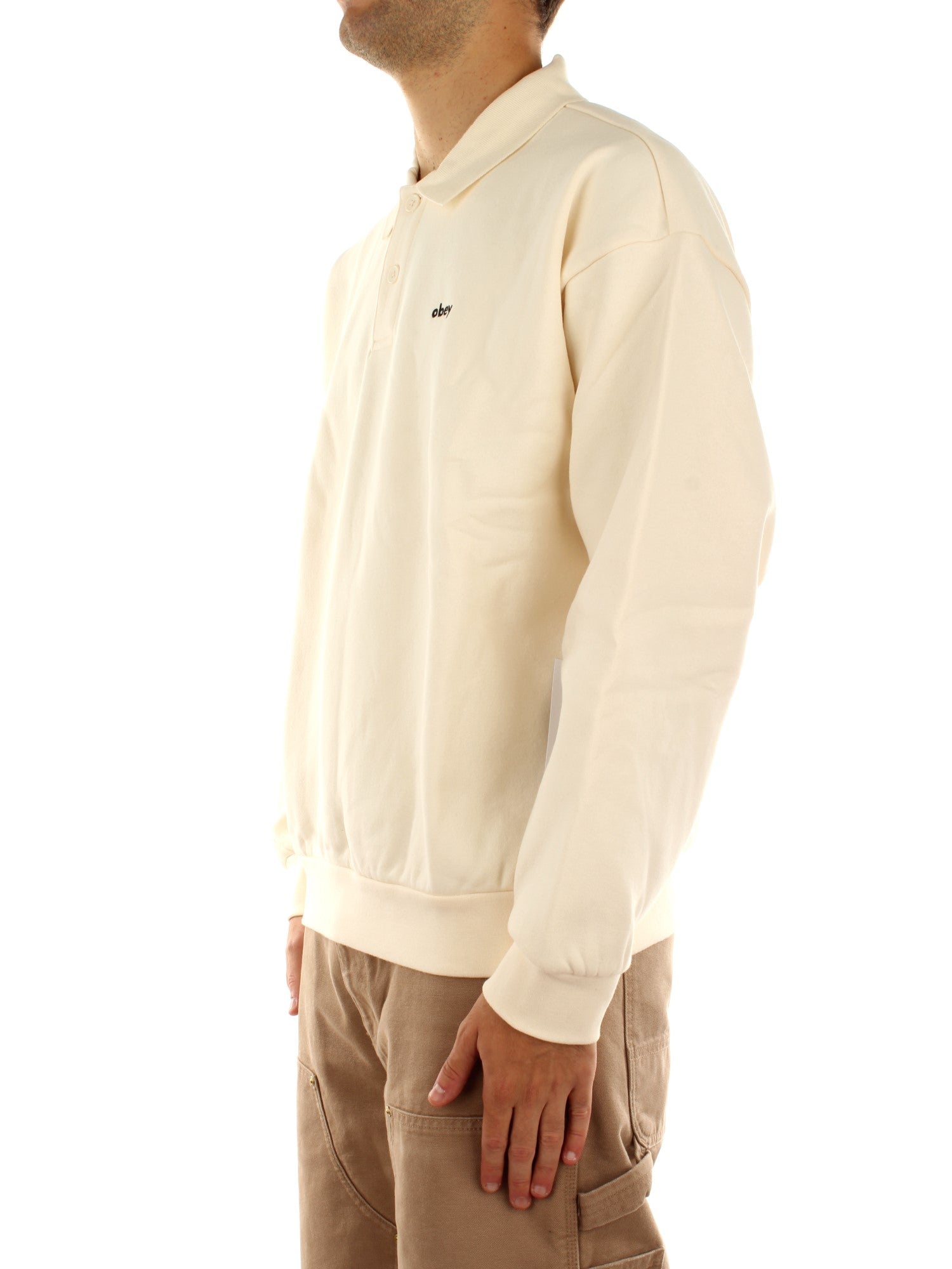 Obey Lowercase Fleece Polo Bianco