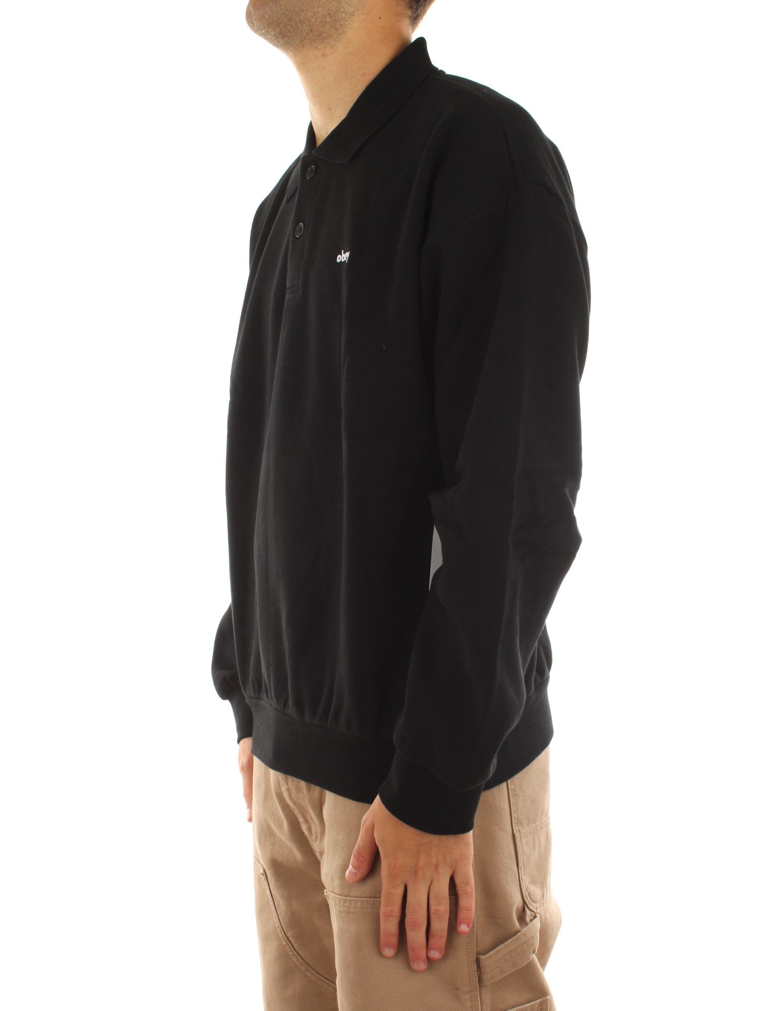 Obey Lowercase Fleece Polo Nero