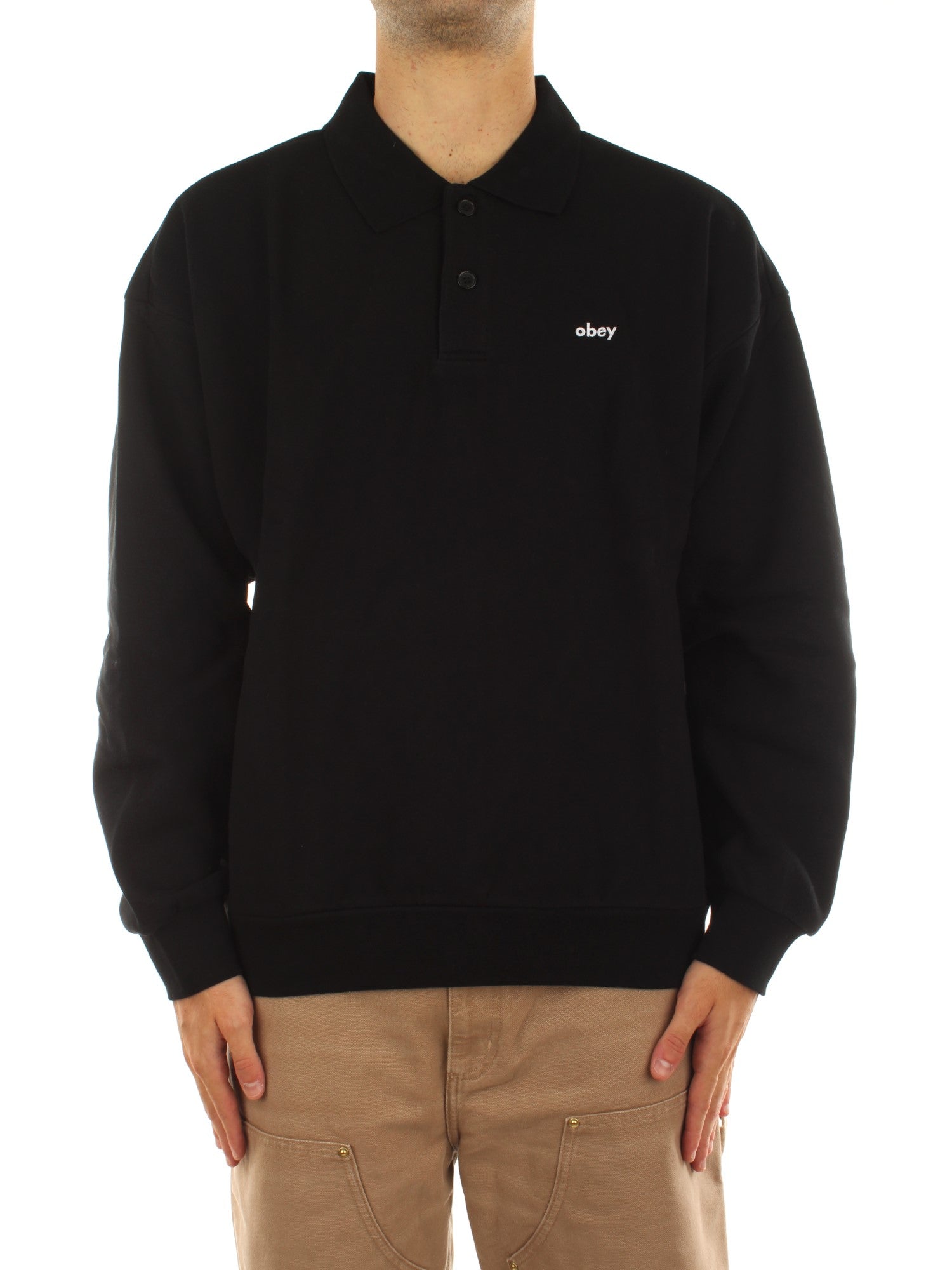 Obey Lowercase Fleece Polo Nero