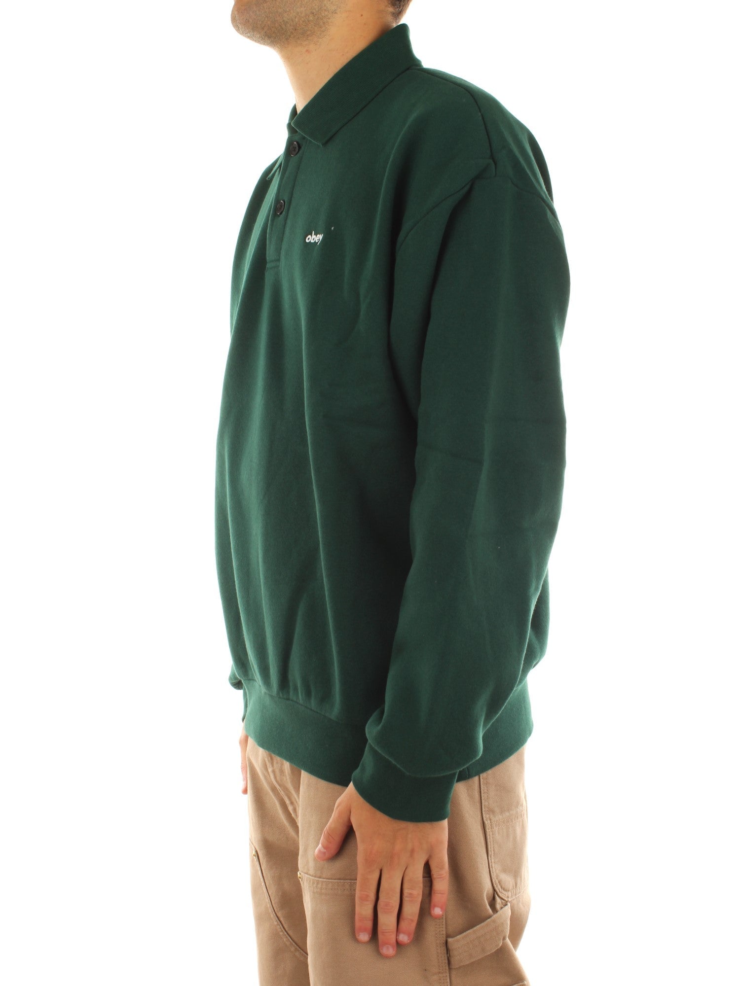 Obey Lowercase Fleece Polo Verde