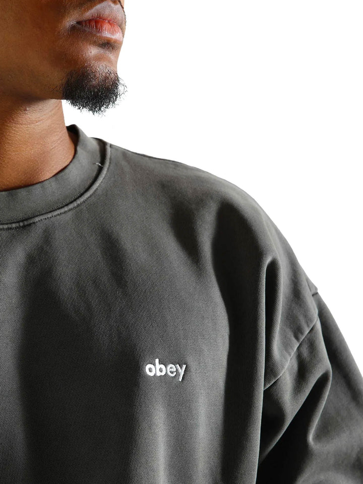 Obey Lowercase Pigment Crew Fleece Grigio