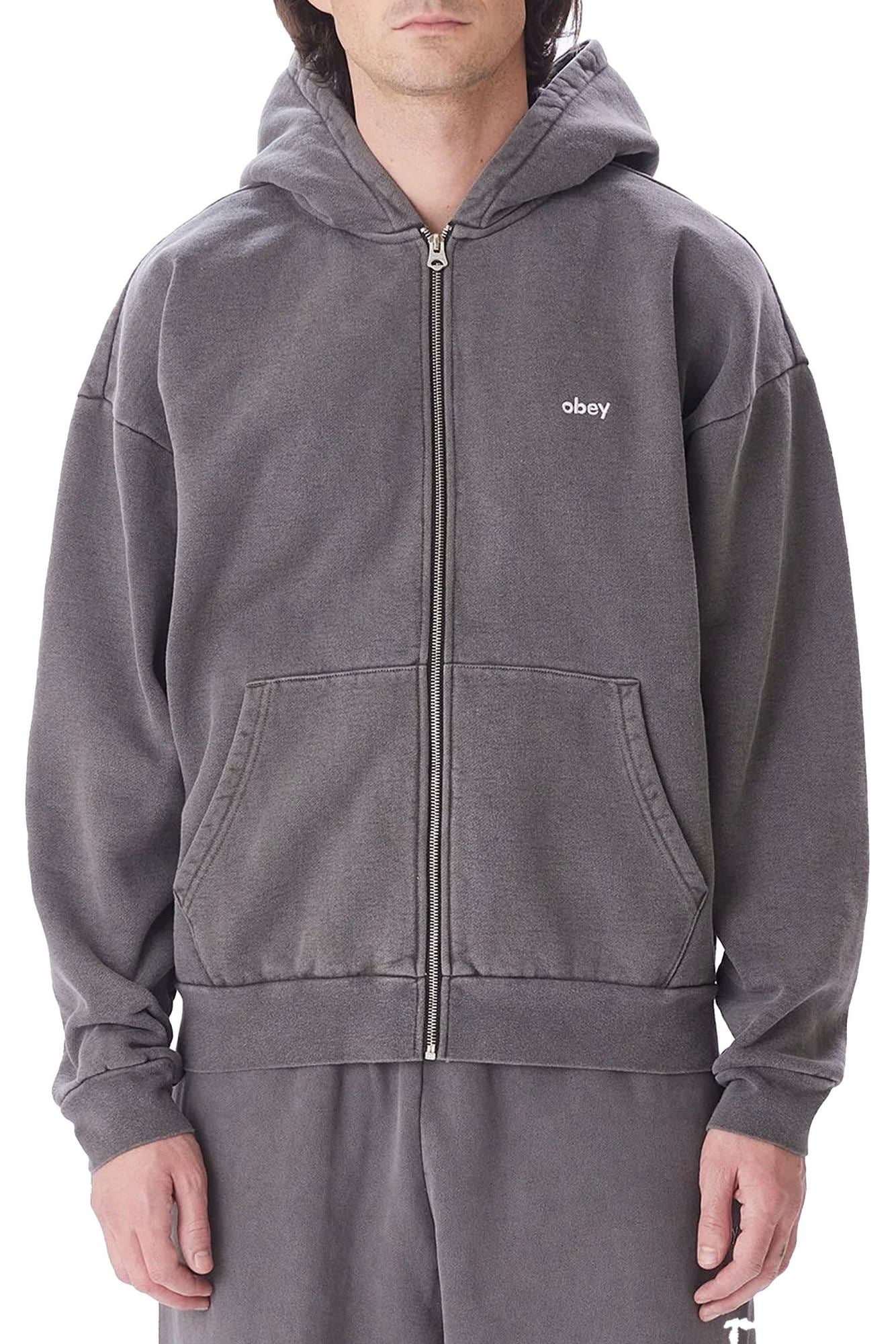 Obey Lowercase Pigment Zip Hood Fleece Pigment Grigio