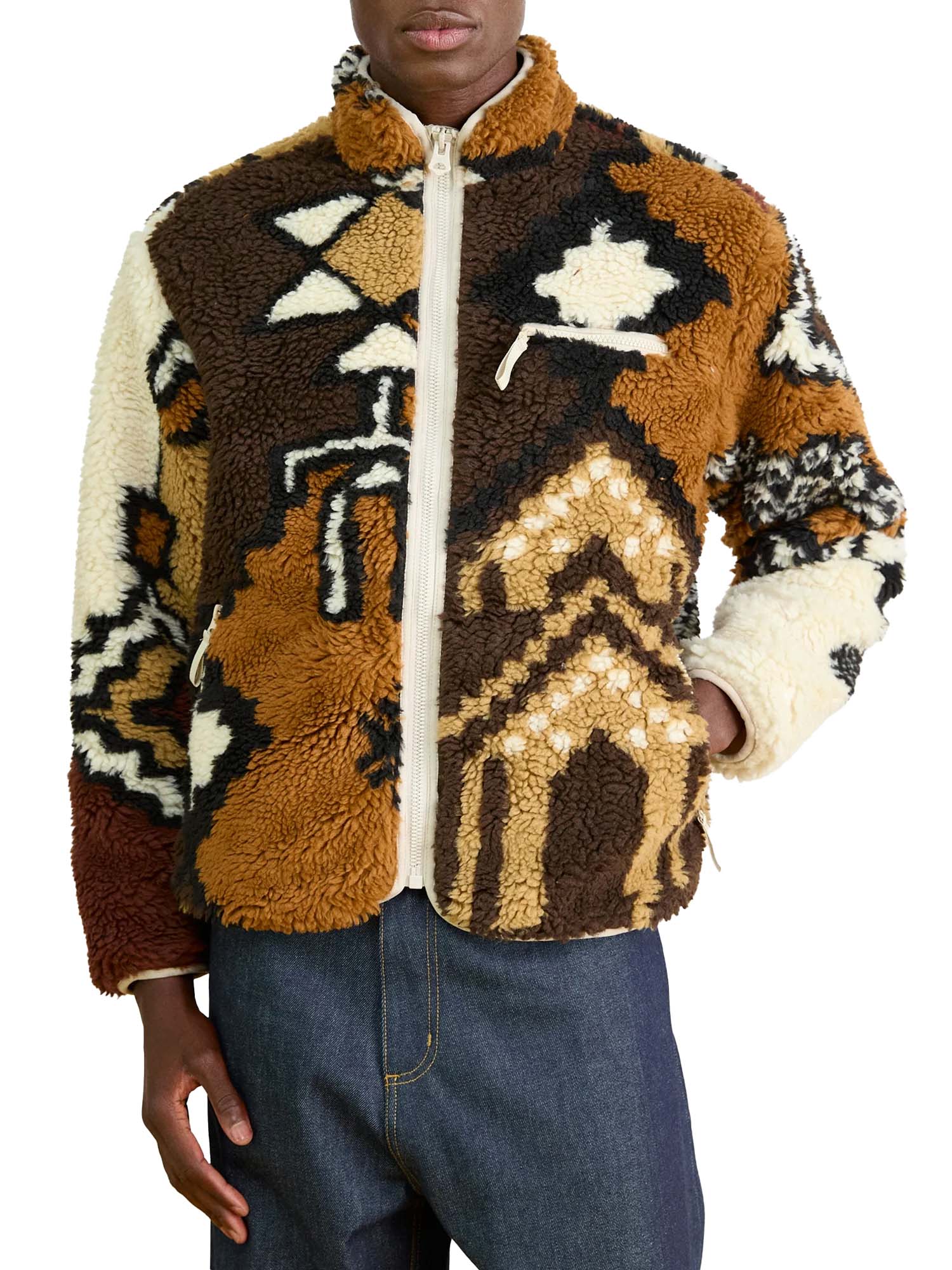 Obey Moroccan Rug Sherpa Jacket Marrone