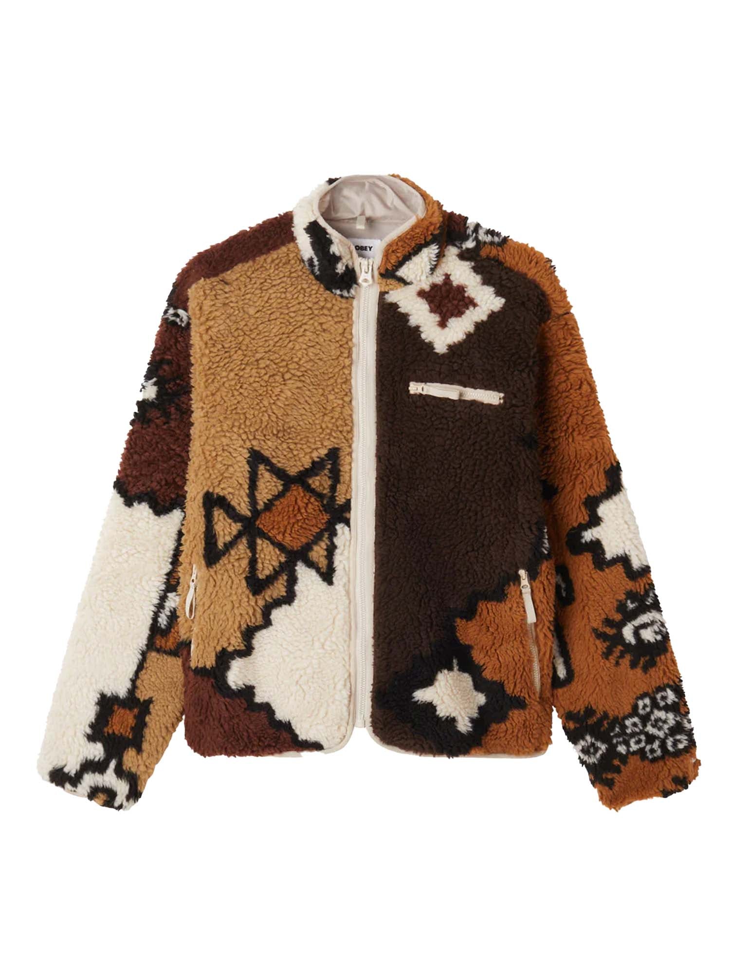 Obey Moroccan Rug Sherpa Jacket Marrone