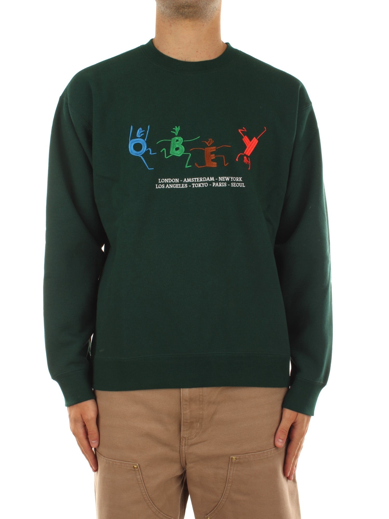 Obey Obey People Crew Fleece Verde