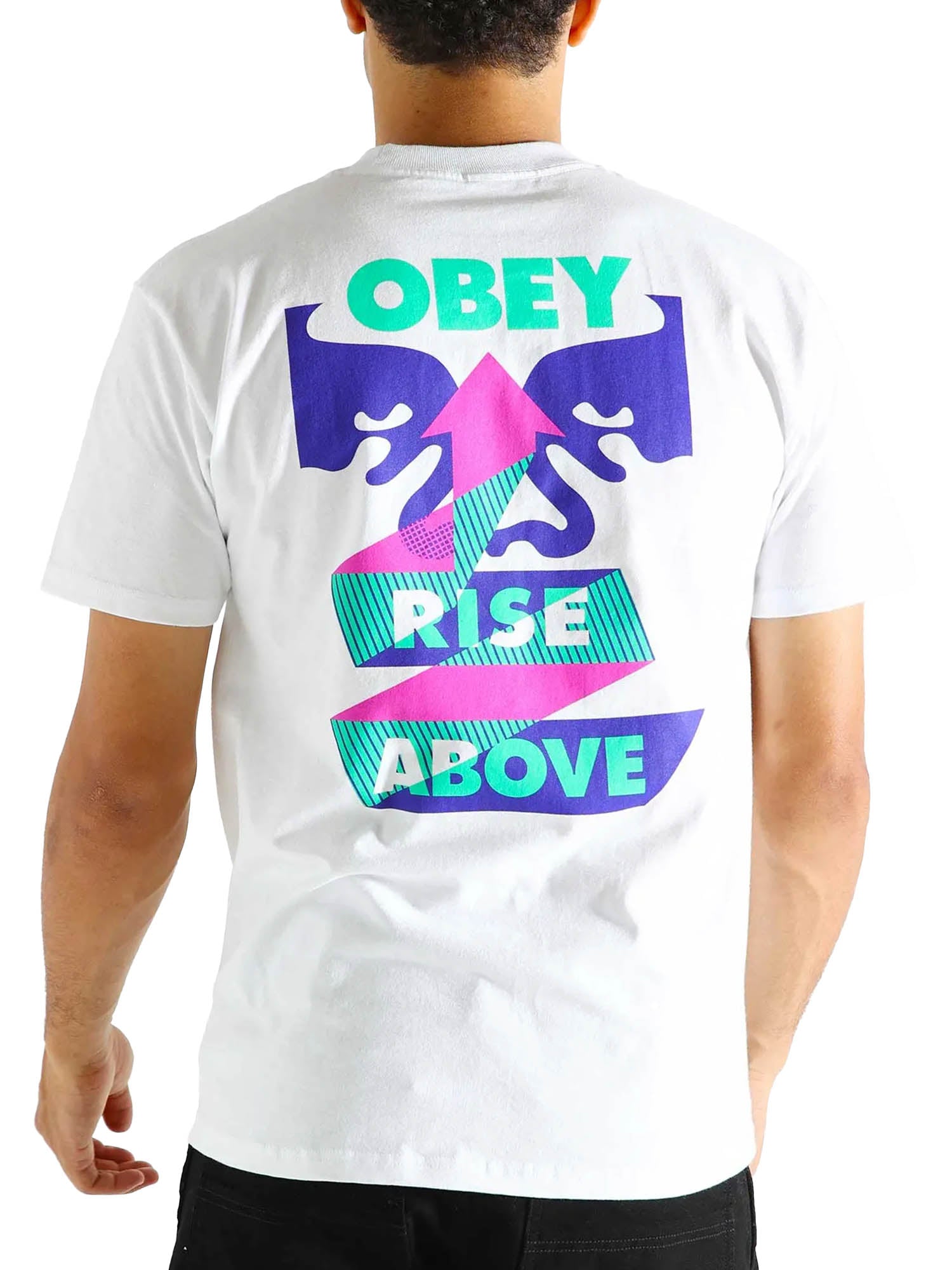 Obey Rise Above Ribbon T-shirt Bianco