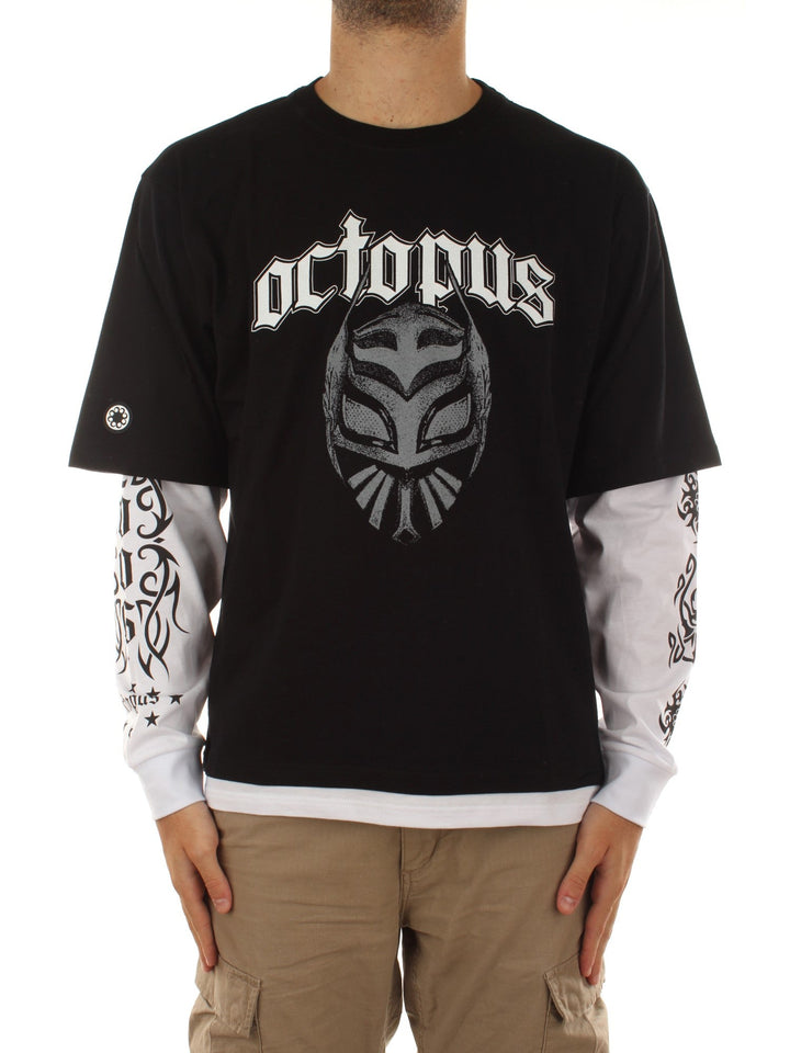 Octopus Lucha Libre Ls Tee Nero