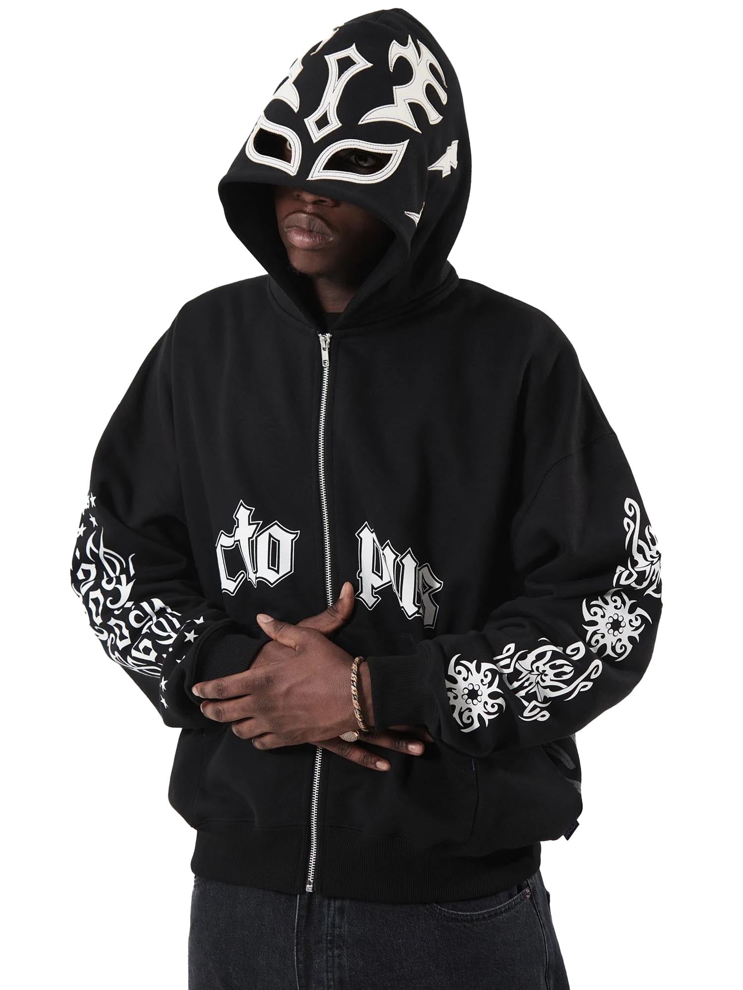 Octopus Lucha Libre Mask Full Zip Hoodie Nero