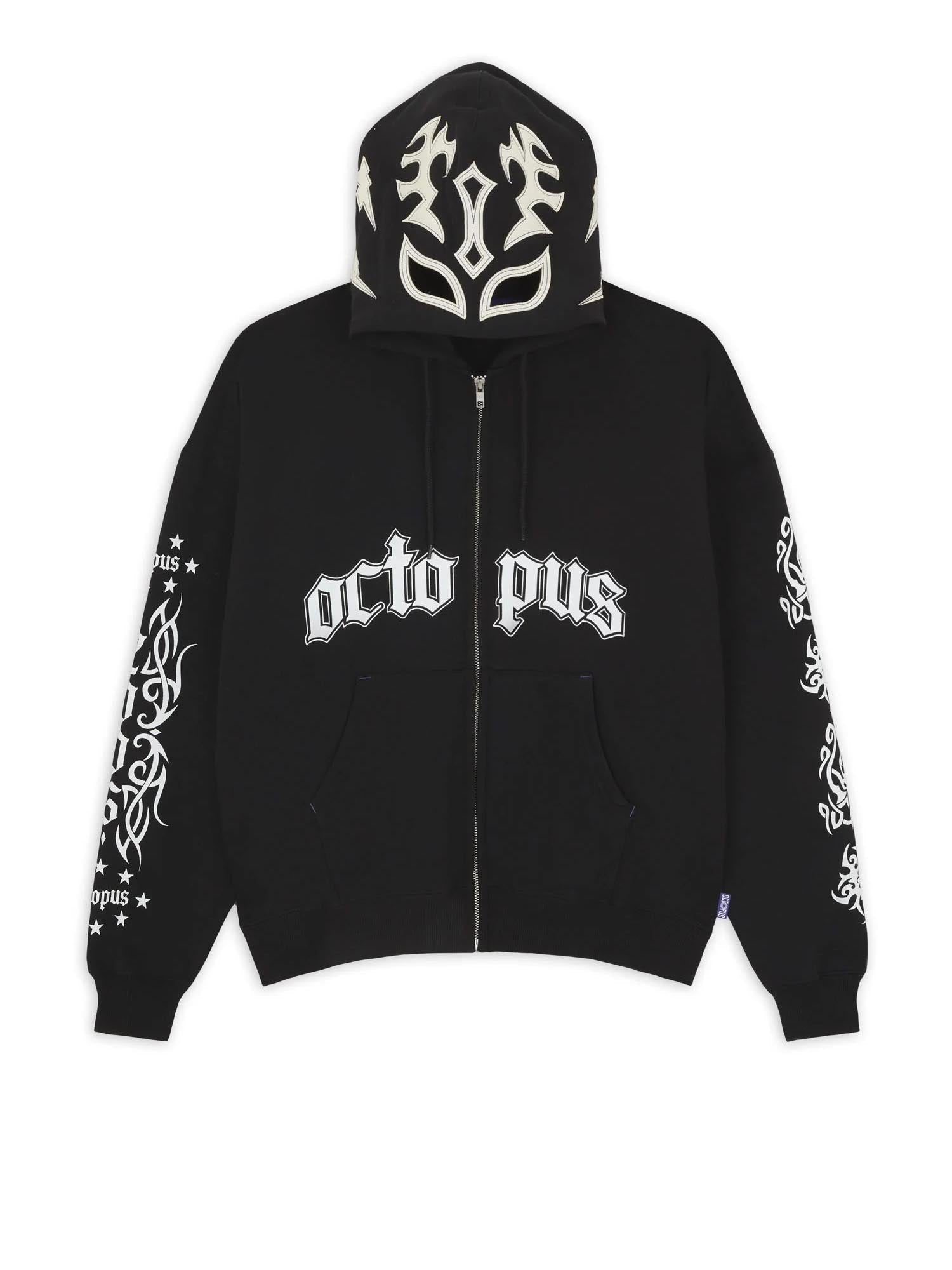 Octopus Lucha Libre Mask Full Zip Hoodie Nero