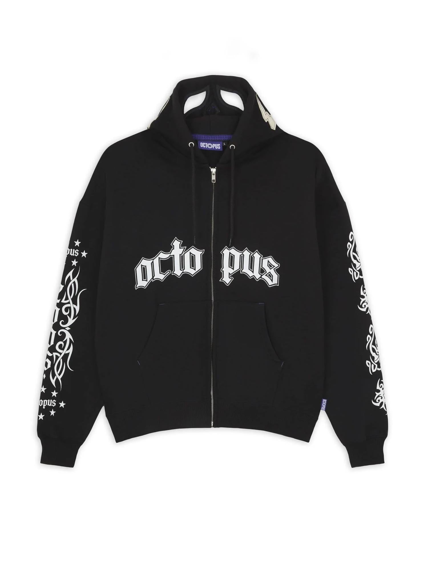 Octopus Lucha Libre Mask Full Zip Hoodie Nero