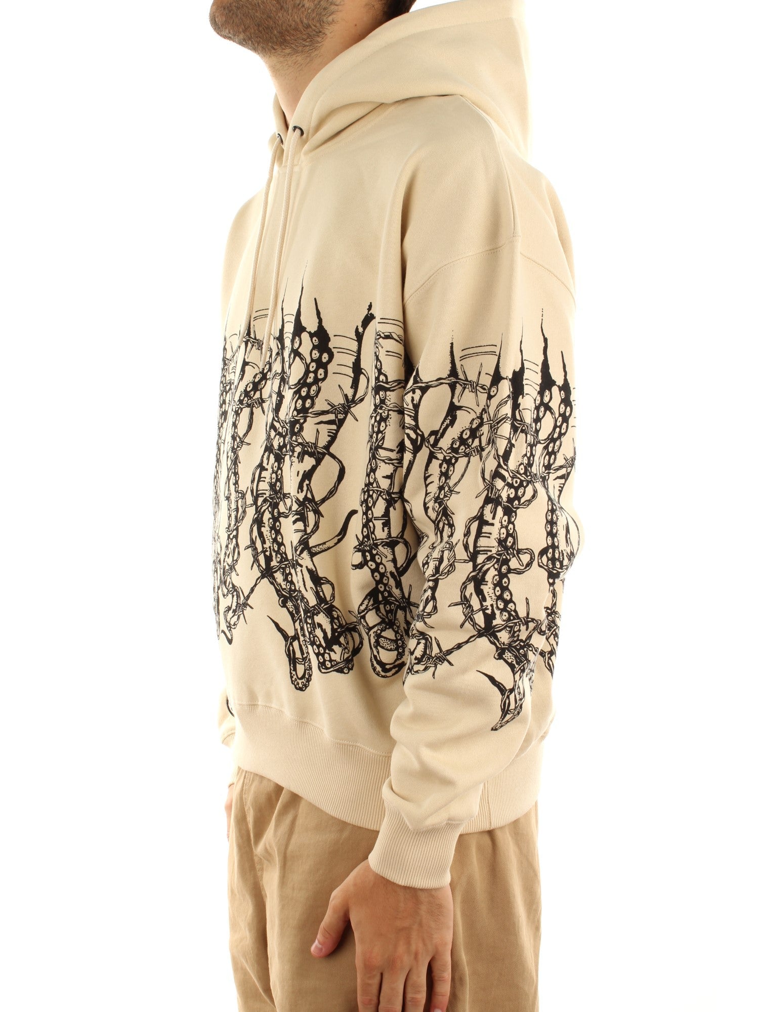 Octopus Octopus By Giorgio Di Salvo – Barbed Wire Hoodie Beige