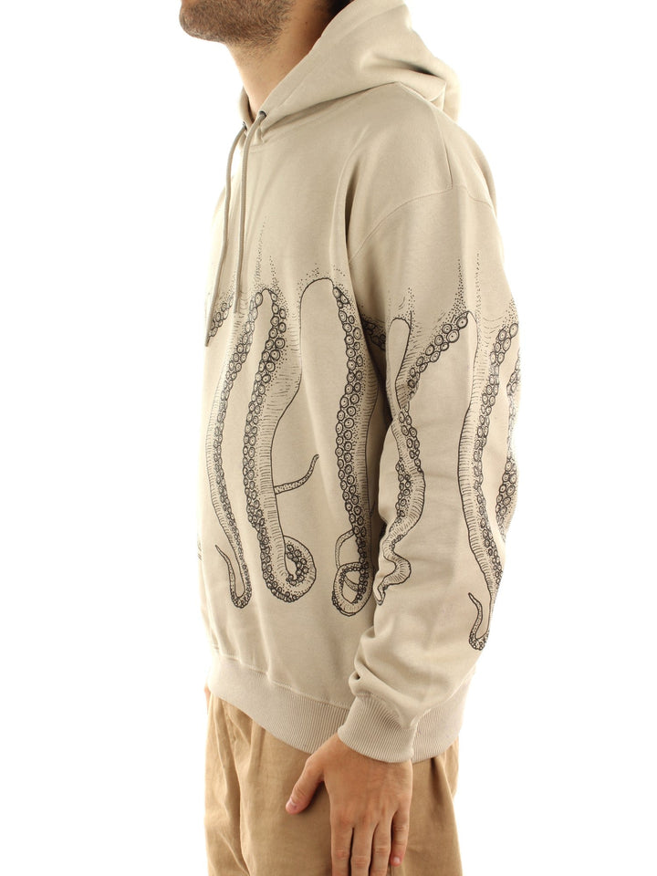 Octopus Octopus Outline Hoodie Bianco