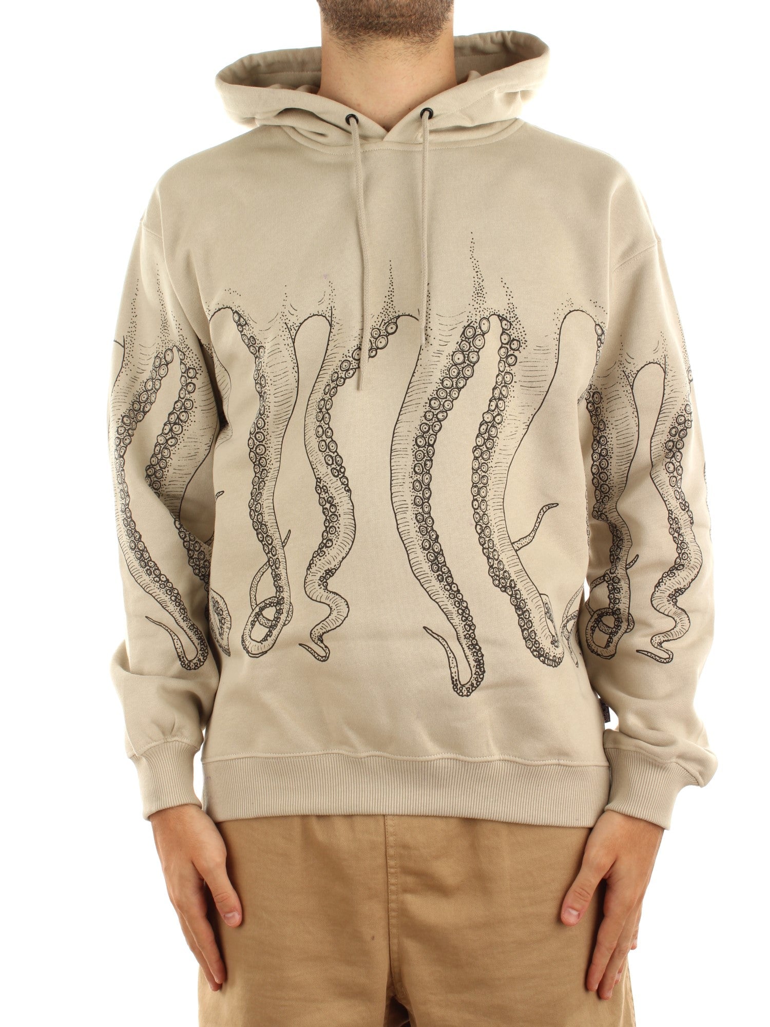 Octopus Octopus Outline Hoodie Bianco