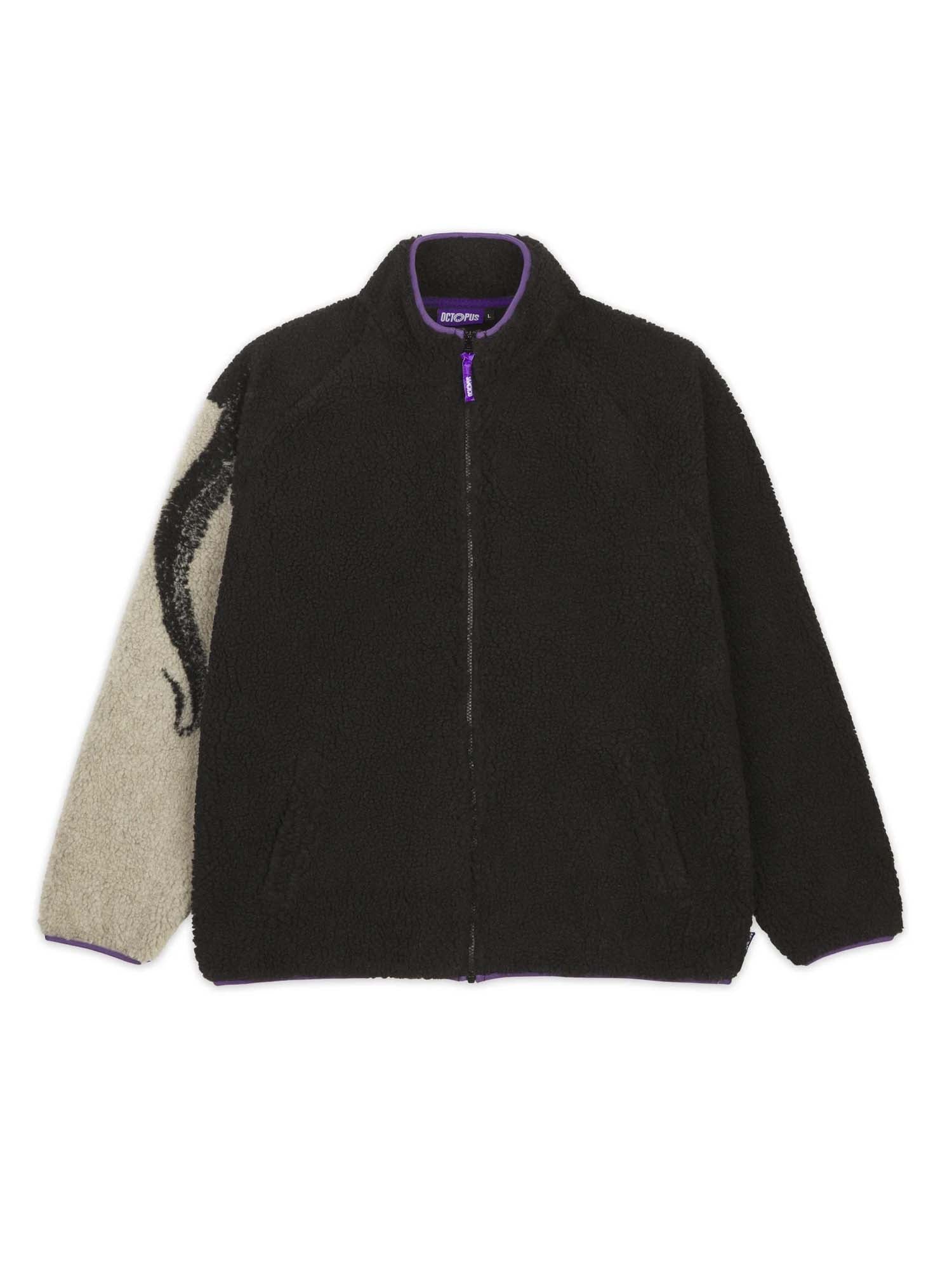 Octopus Octopus Side Sherpa Zip Neck Nero