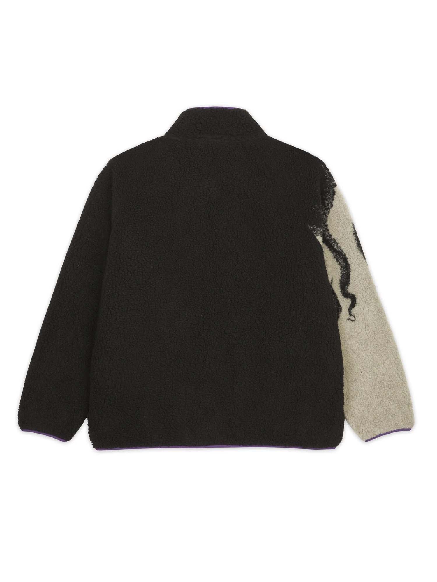 Octopus Octopus Side Sherpa Zip Neck Nero