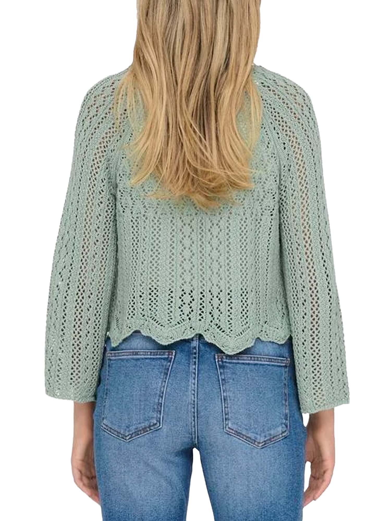 Only Cropped Knitted Pullover Verde