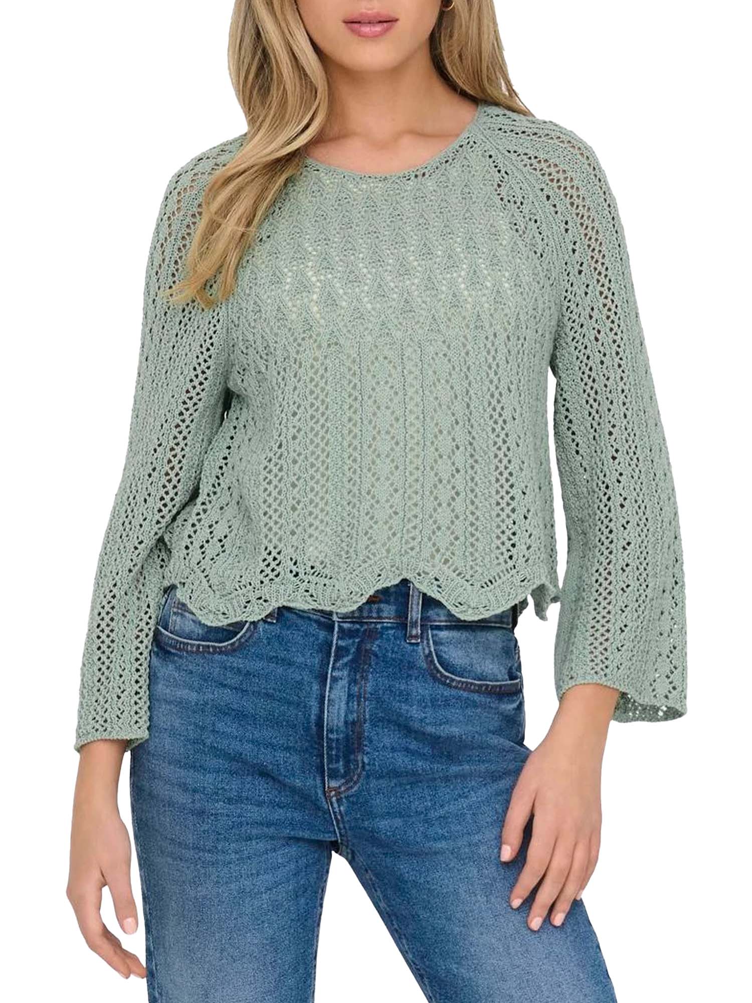 Only Cropped Knitted Pullover Verde