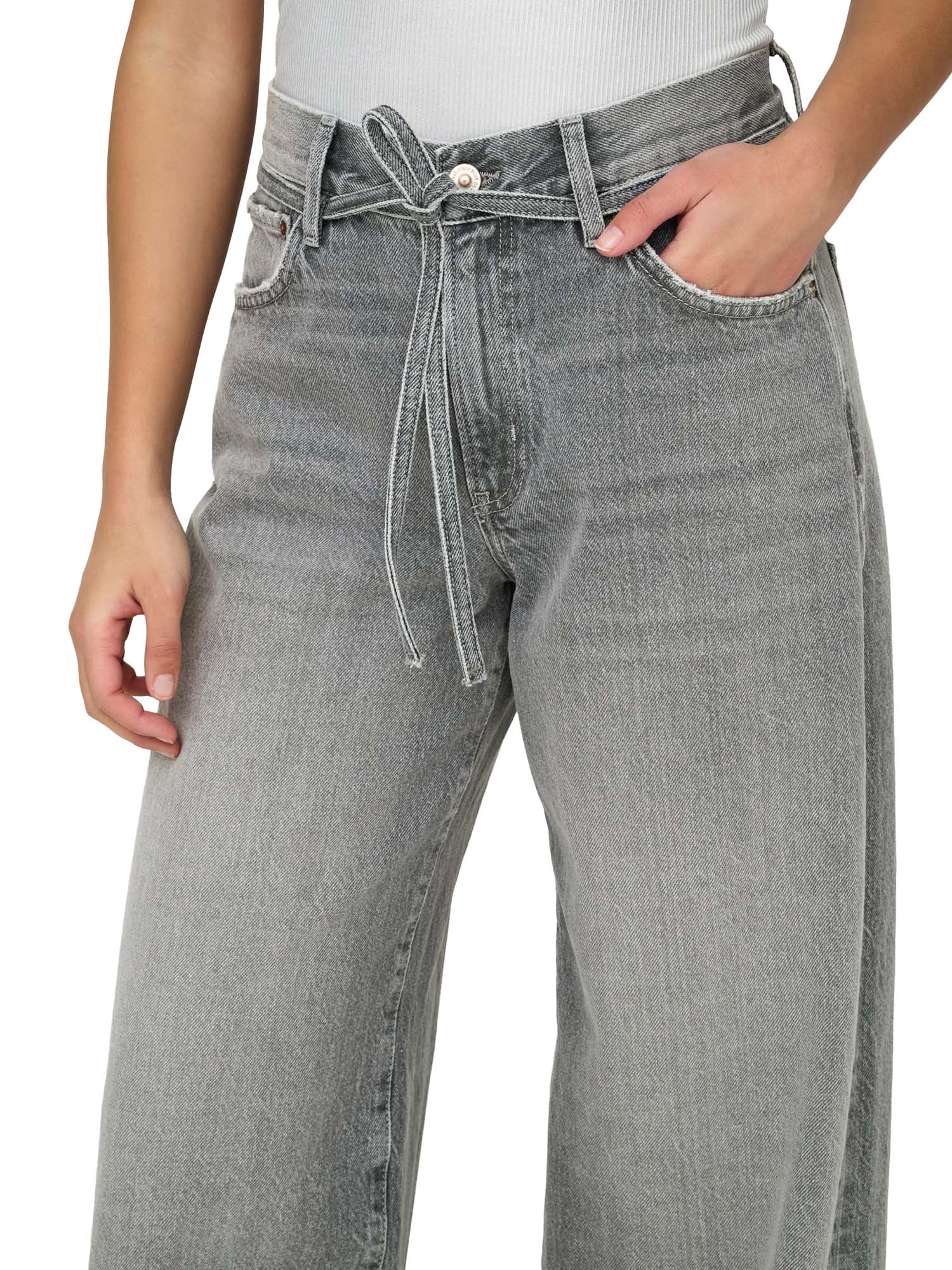 Only Jeans Gianna Vita media Balloon Fit Grigio