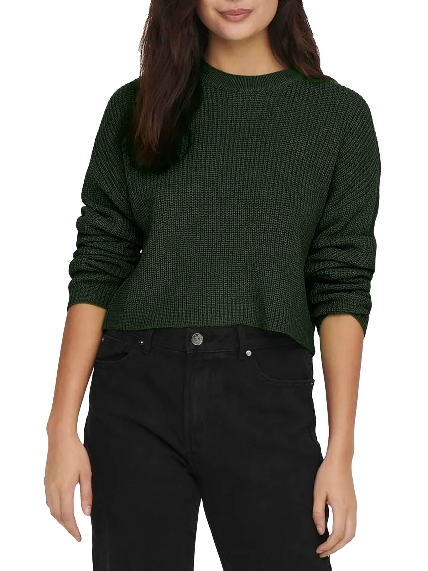 Only Maglione Malavi L/S Cropped Pullover Verde