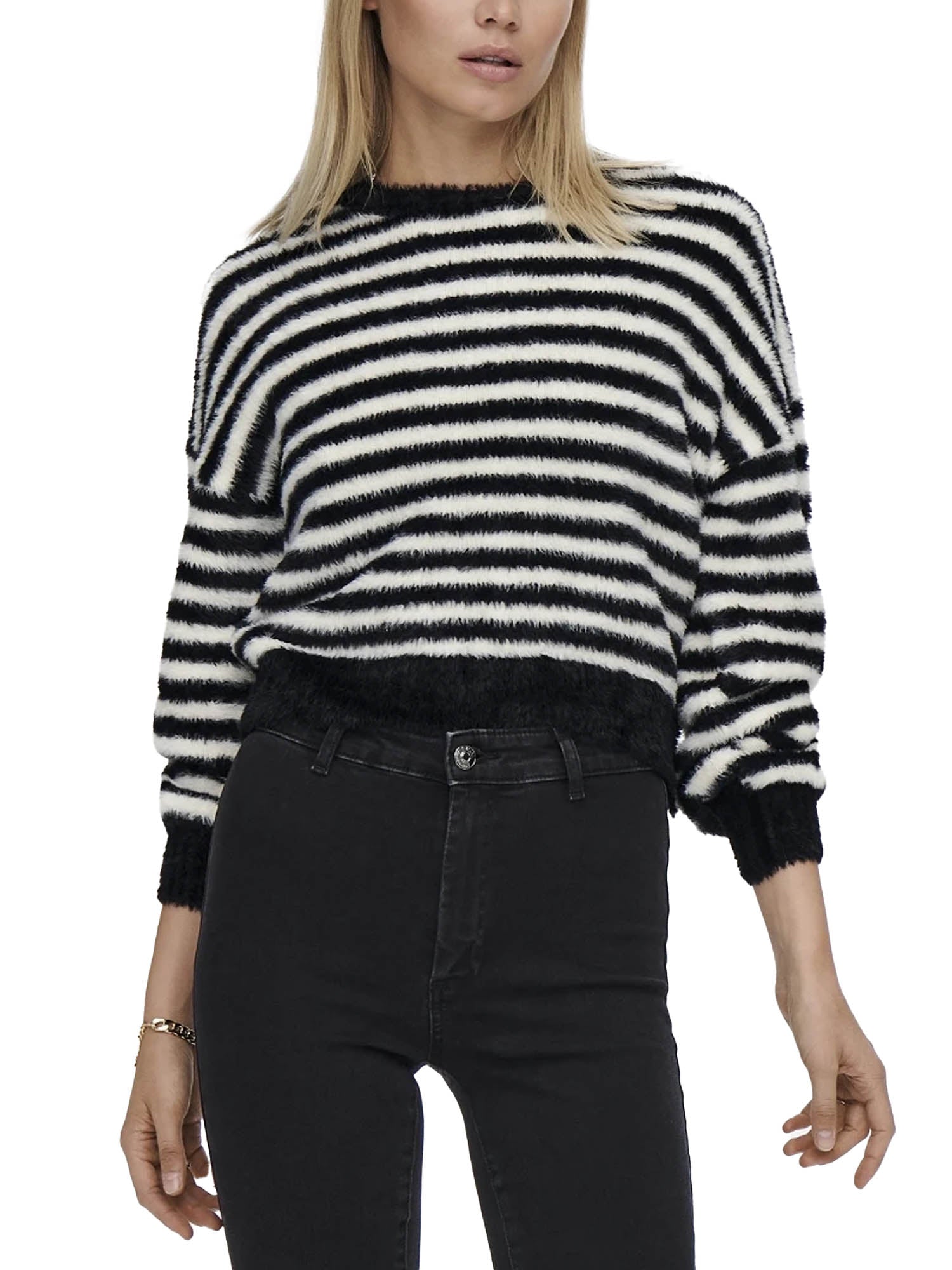 Only Pullover Paricollo Cropped Nero