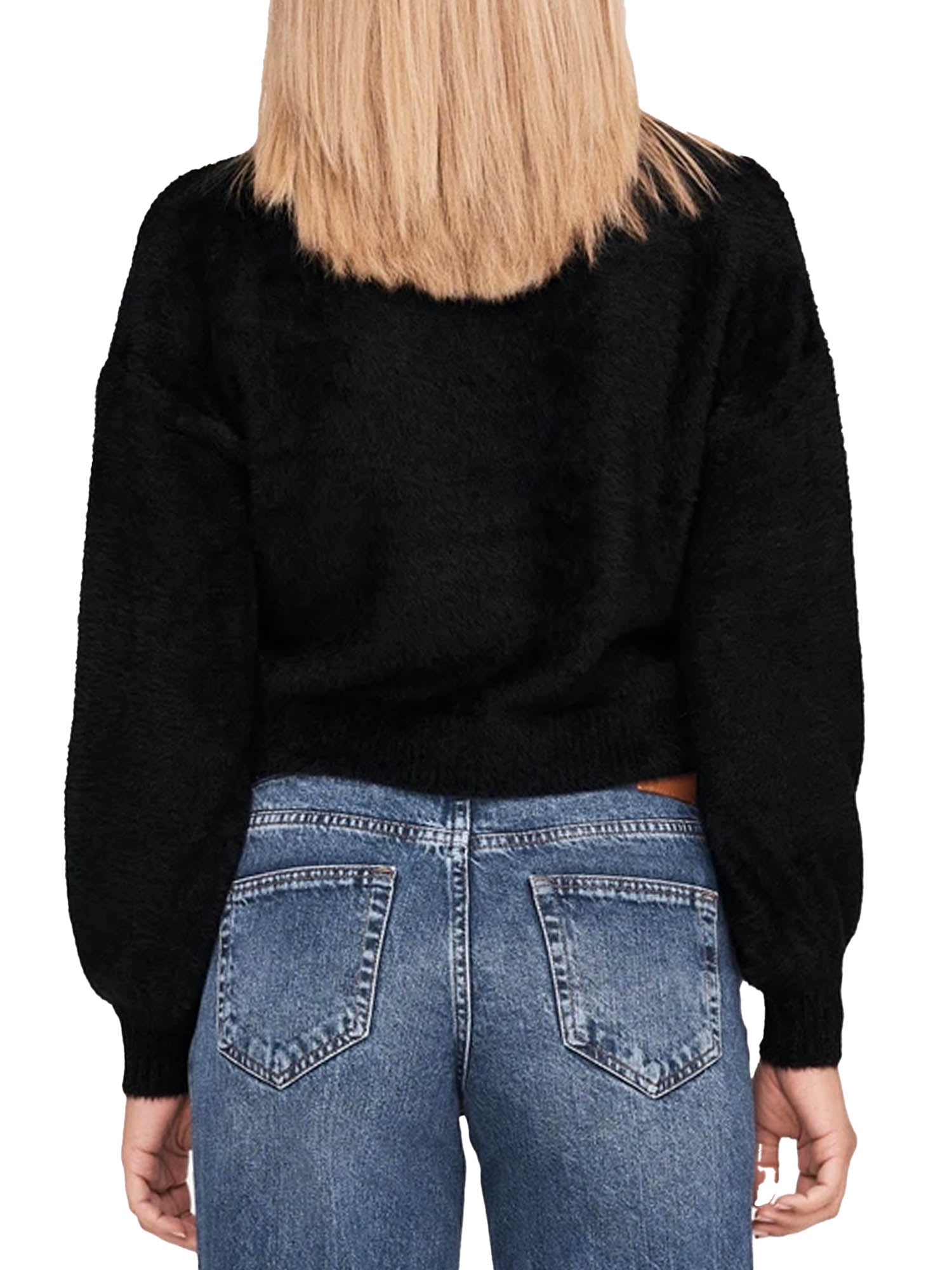 Only Pullover Paricollo Cropped Nero