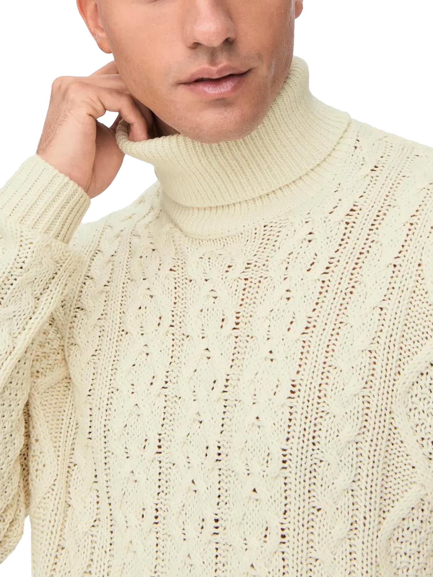 Only & Sons Roll Neck Knitted Pullover Bianco