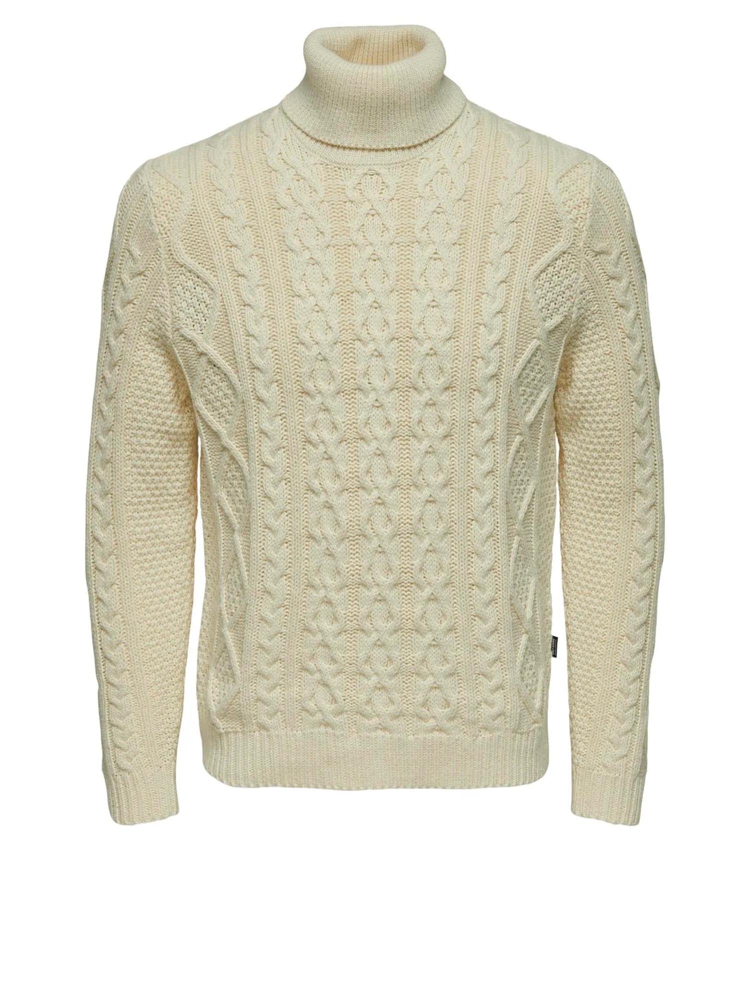 Only & Sons Roll Neck Knitted Pullover Bianco