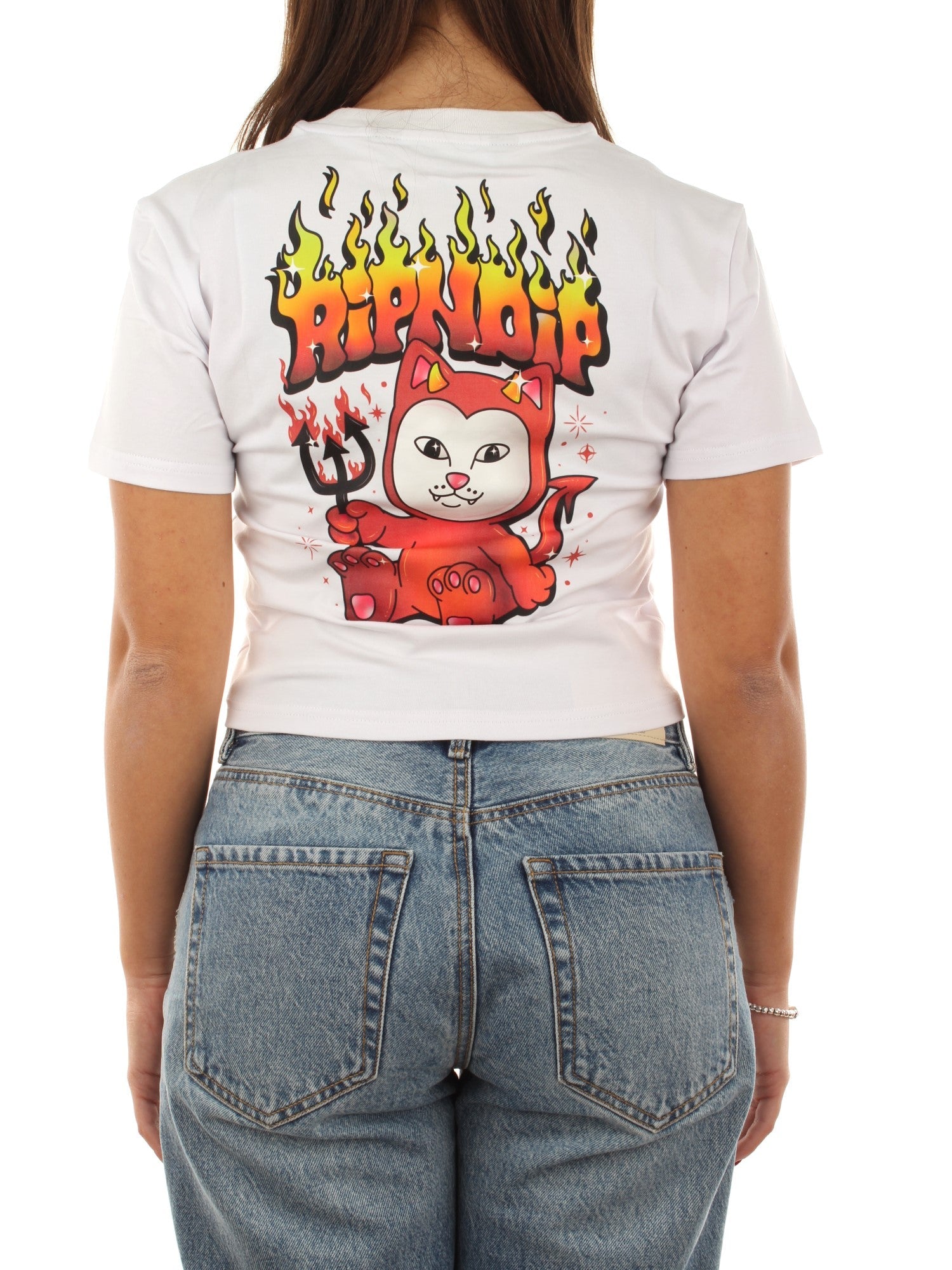 Ripndip Scary Cute Cropped Baby Tee Bianco