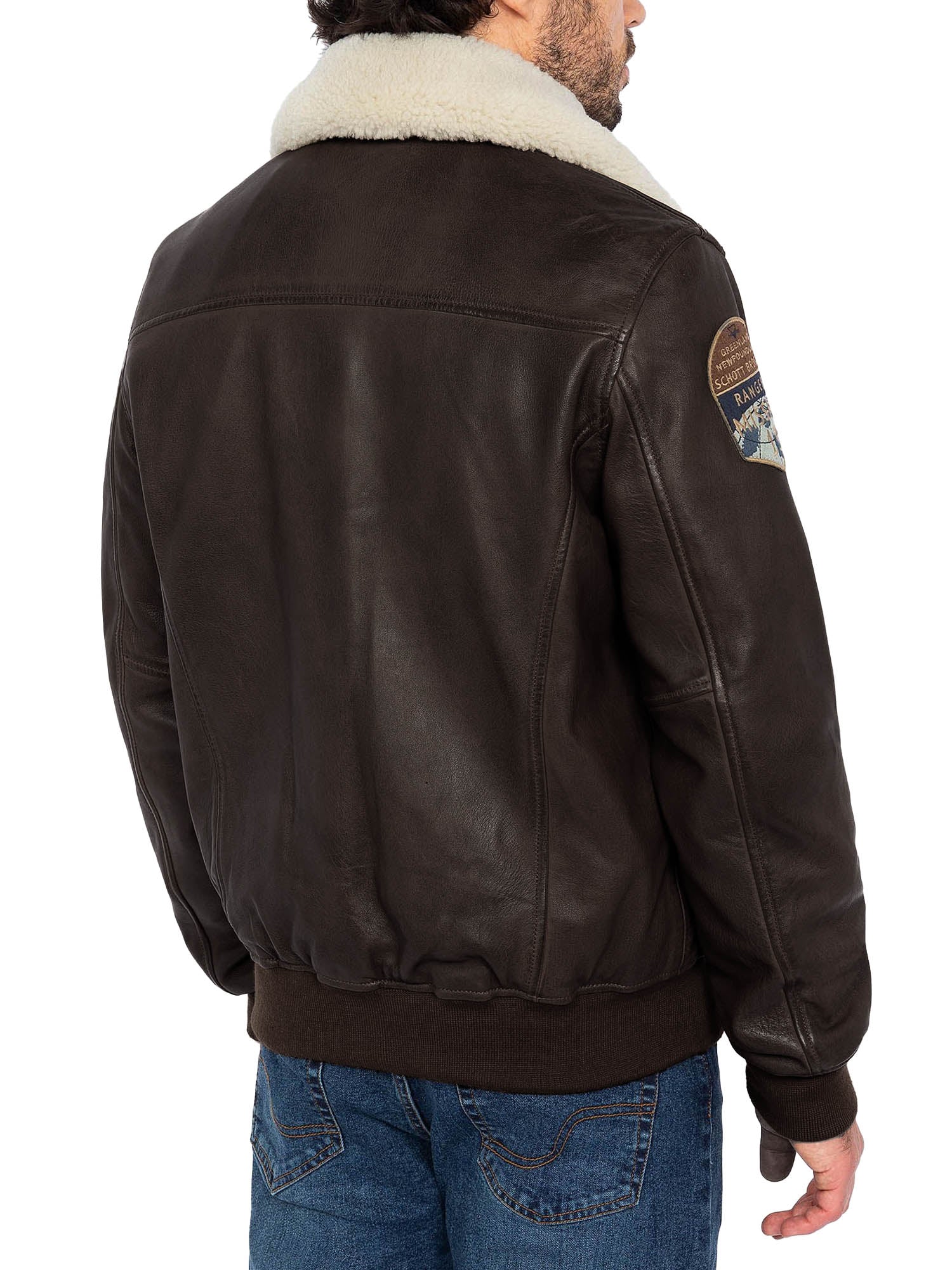 Schott Giacca Patched Flight Jacket Marrone