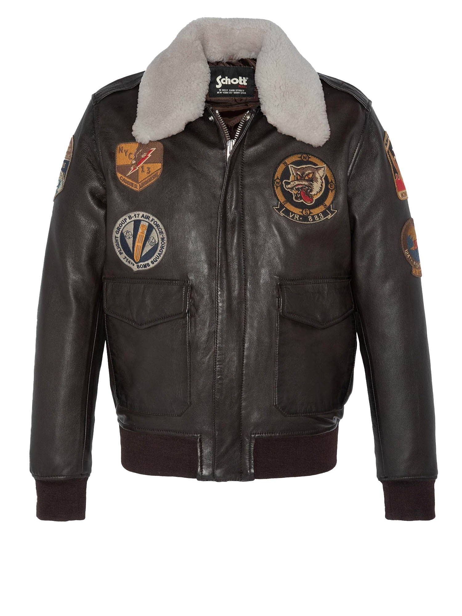 Schott Giacca Patched Flight Jacket Marrone