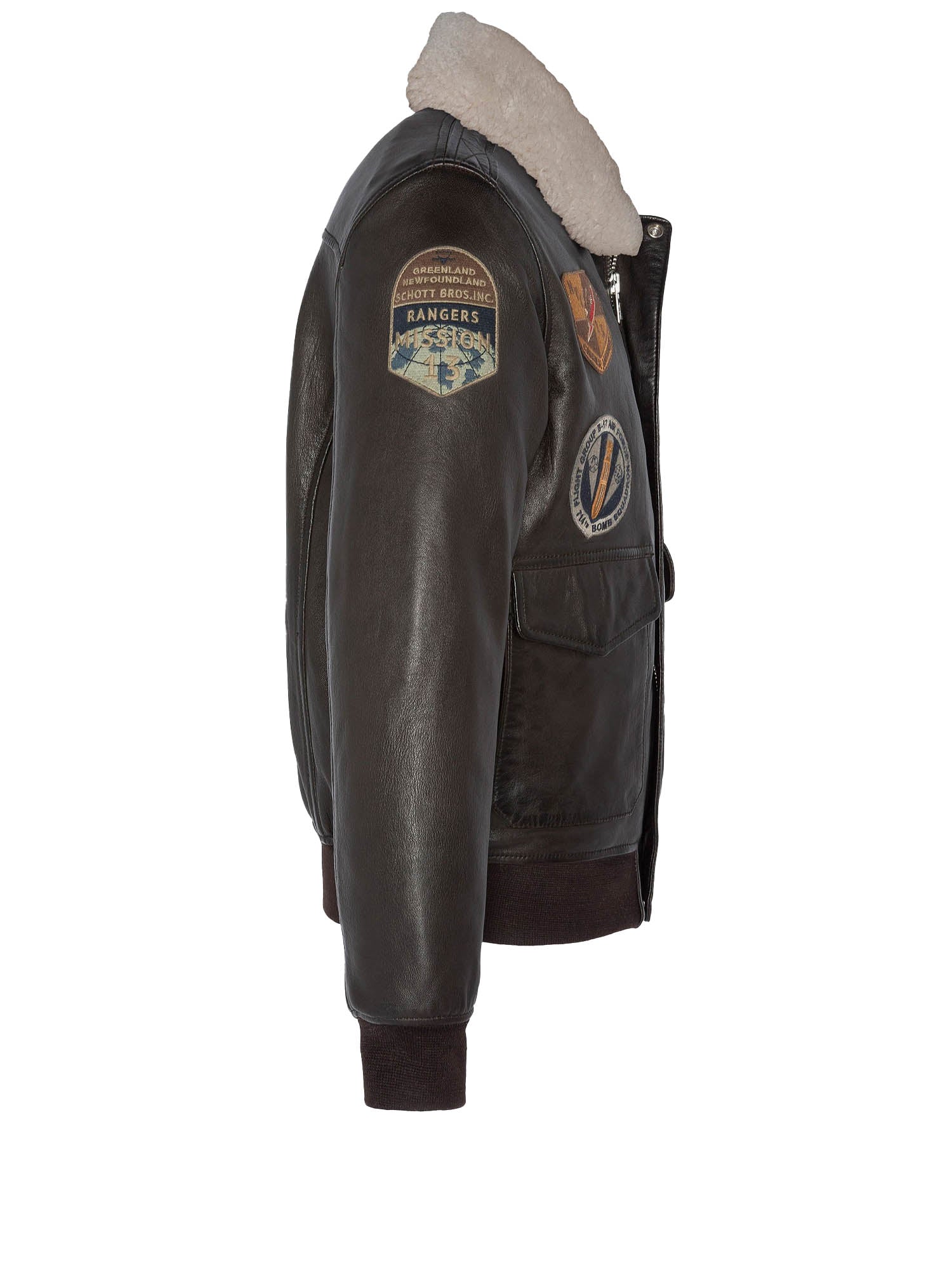 Schott Giacca Patched Flight Jacket Marrone