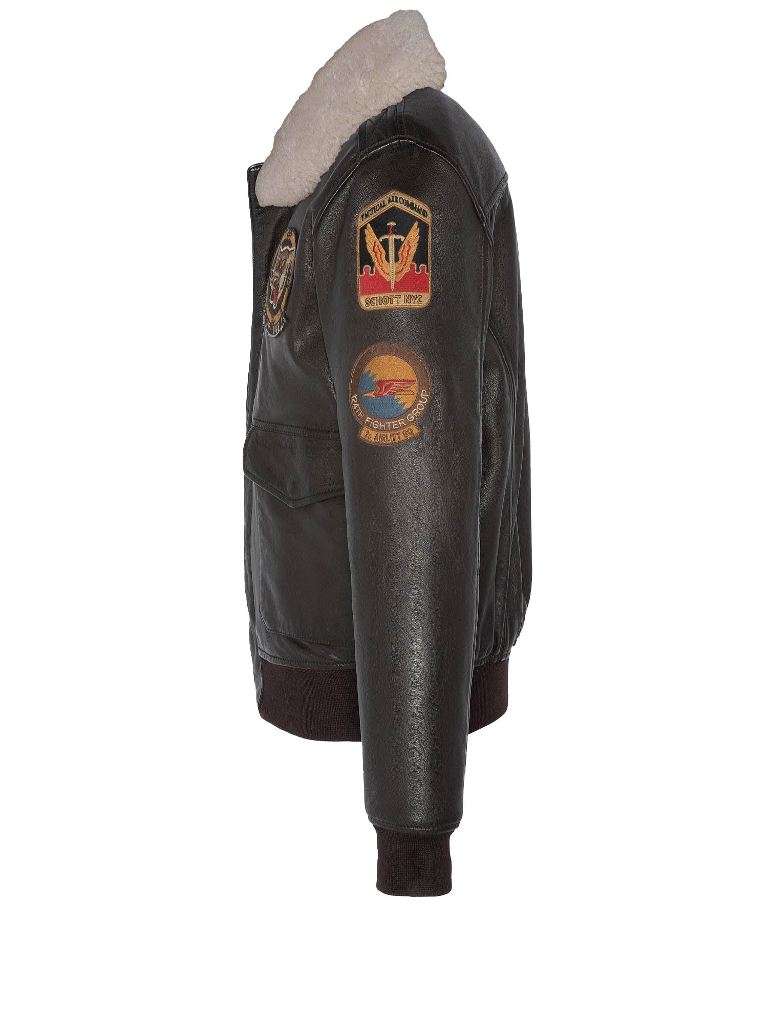 Schott Giacca Patched Flight Jacket Marrone